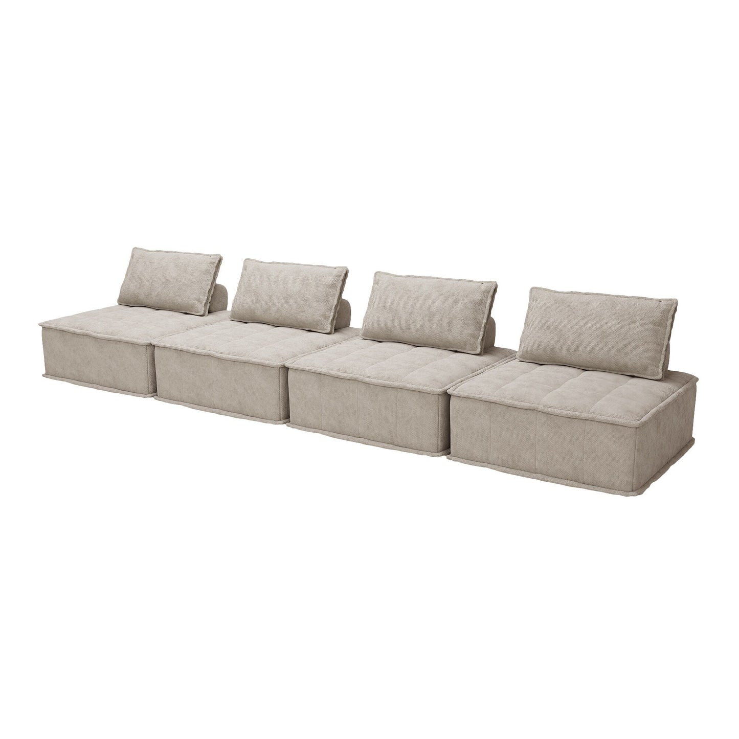 Ensemble de canapés carrés modulaires surdimensionnés 4 pièces en chenille avec coussins en mousse haute densité, combinaison libre
