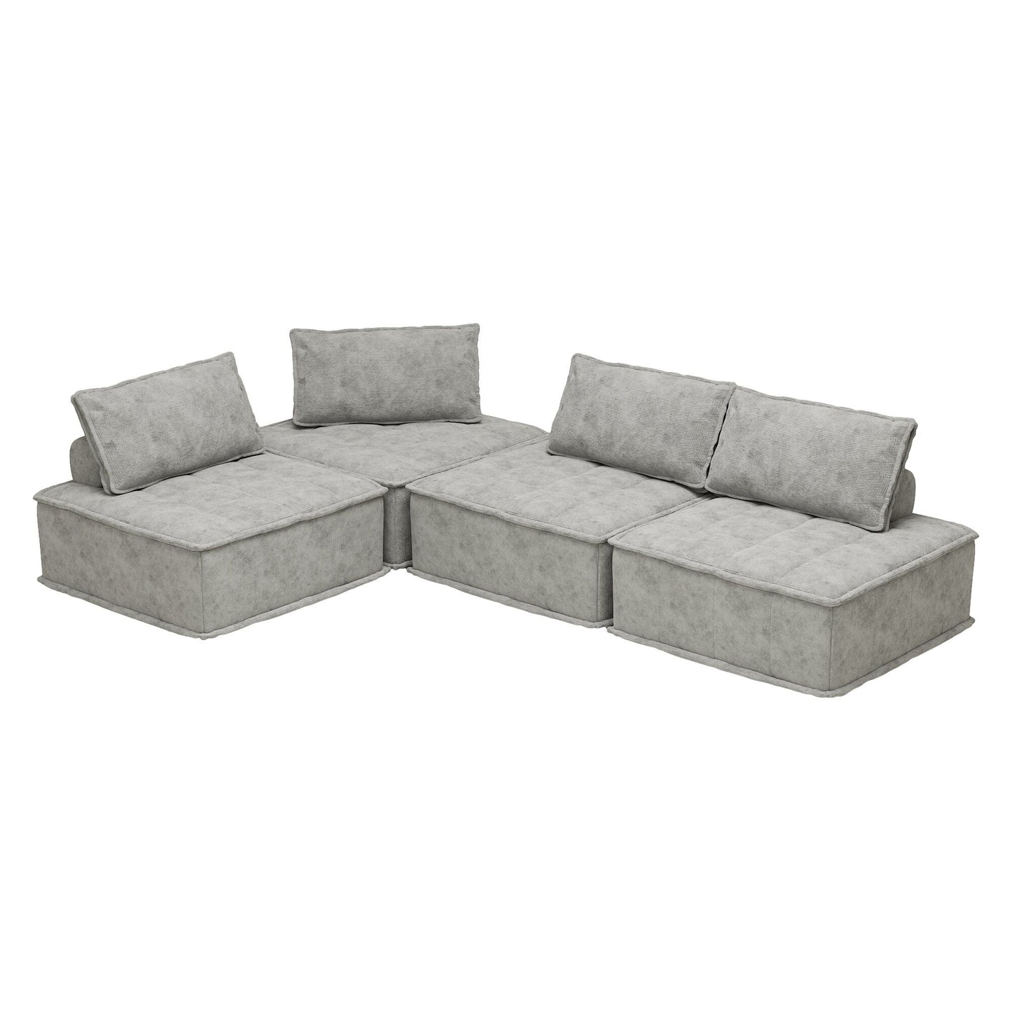 Ensemble de canapés carrés modulaires surdimensionnés 4 pièces en chenille avec coussins en mousse haute densité, combinaison libre