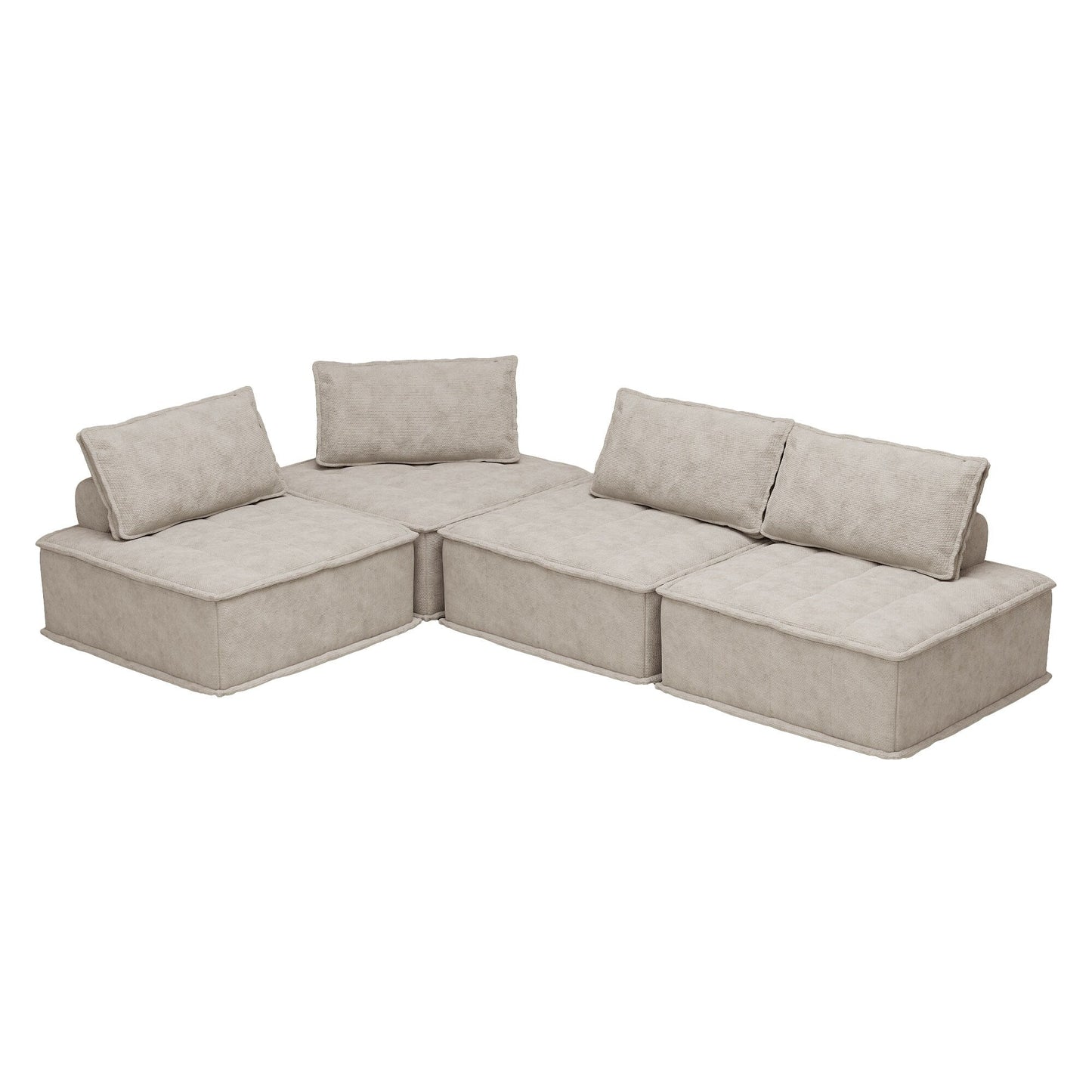 Ensemble de canapés carrés modulaires surdimensionnés 4 pièces en chenille avec coussins en mousse haute densité, combinaison libre