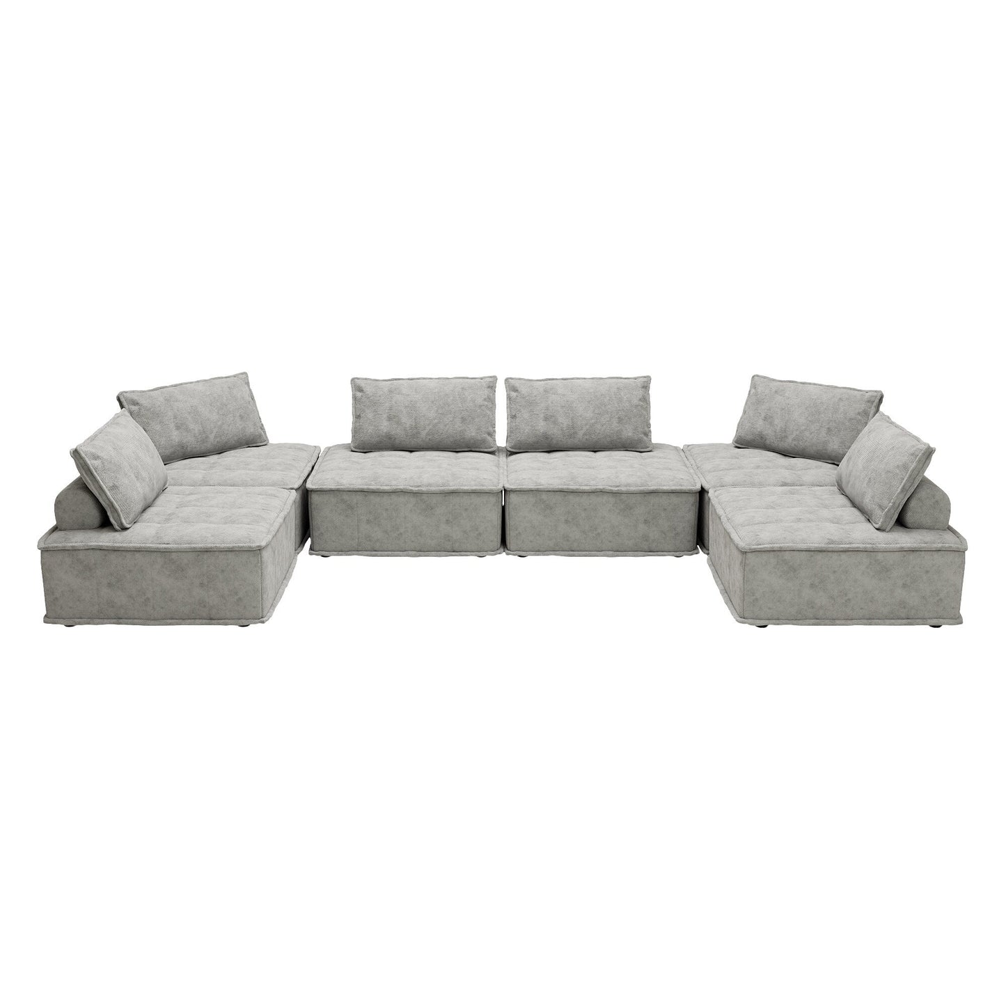 Ensemble de canapés carrés modulaires surdimensionnés en chenille, 6 pièces, avec coussins en mousse haute densité, combinaison libre