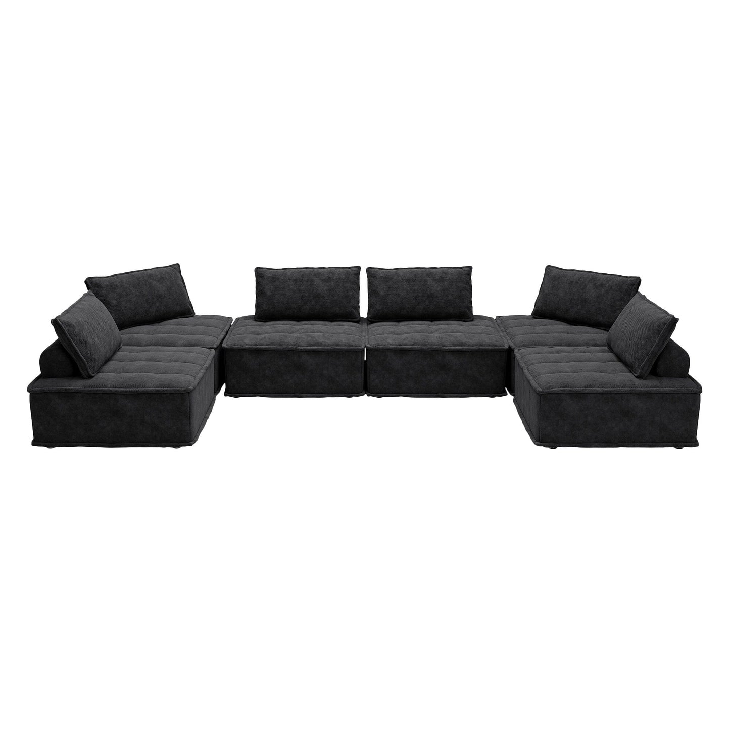 Ensemble de canapés carrés modulaires surdimensionnés en chenille, 6 pièces, avec coussins en mousse haute densité, combinaison libre