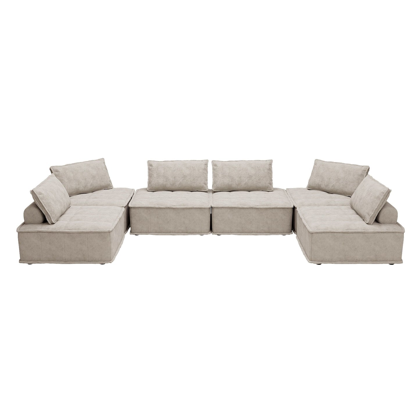 Ensemble de canapés carrés modulaires surdimensionnés en chenille, 6 pièces, avec coussins en mousse haute densité, combinaison libre