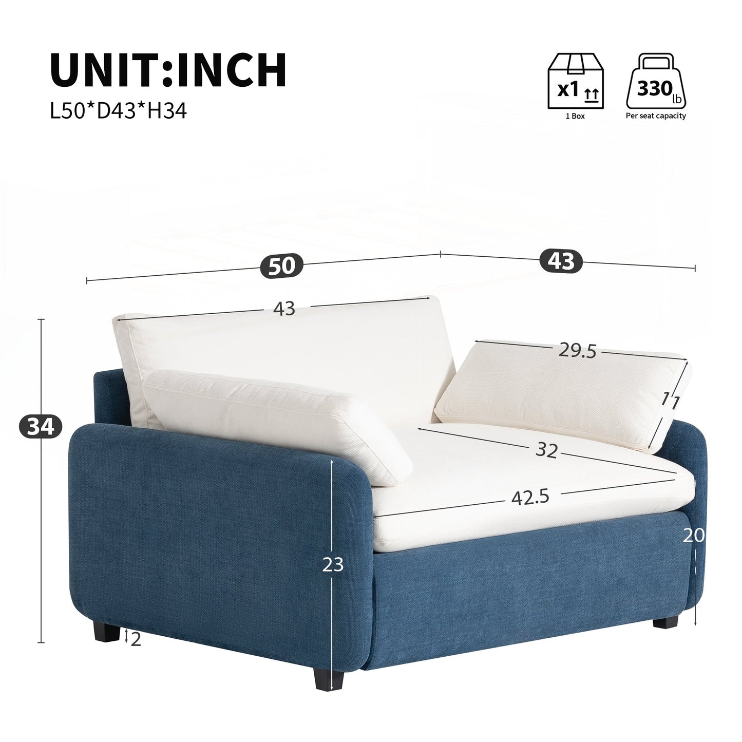 Fauteuil simple surdimensionné en chenille