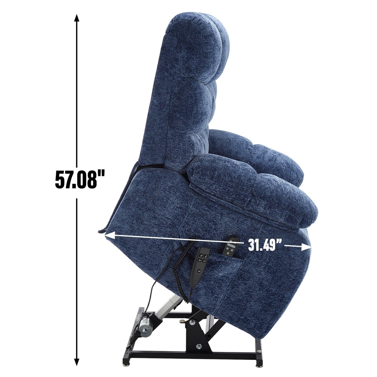 Fauteuil inclinable électrique surdimensionné à deux moteurs, positions infinies, avec massage en 8 points et chauffage lombaire, télécommande électrique