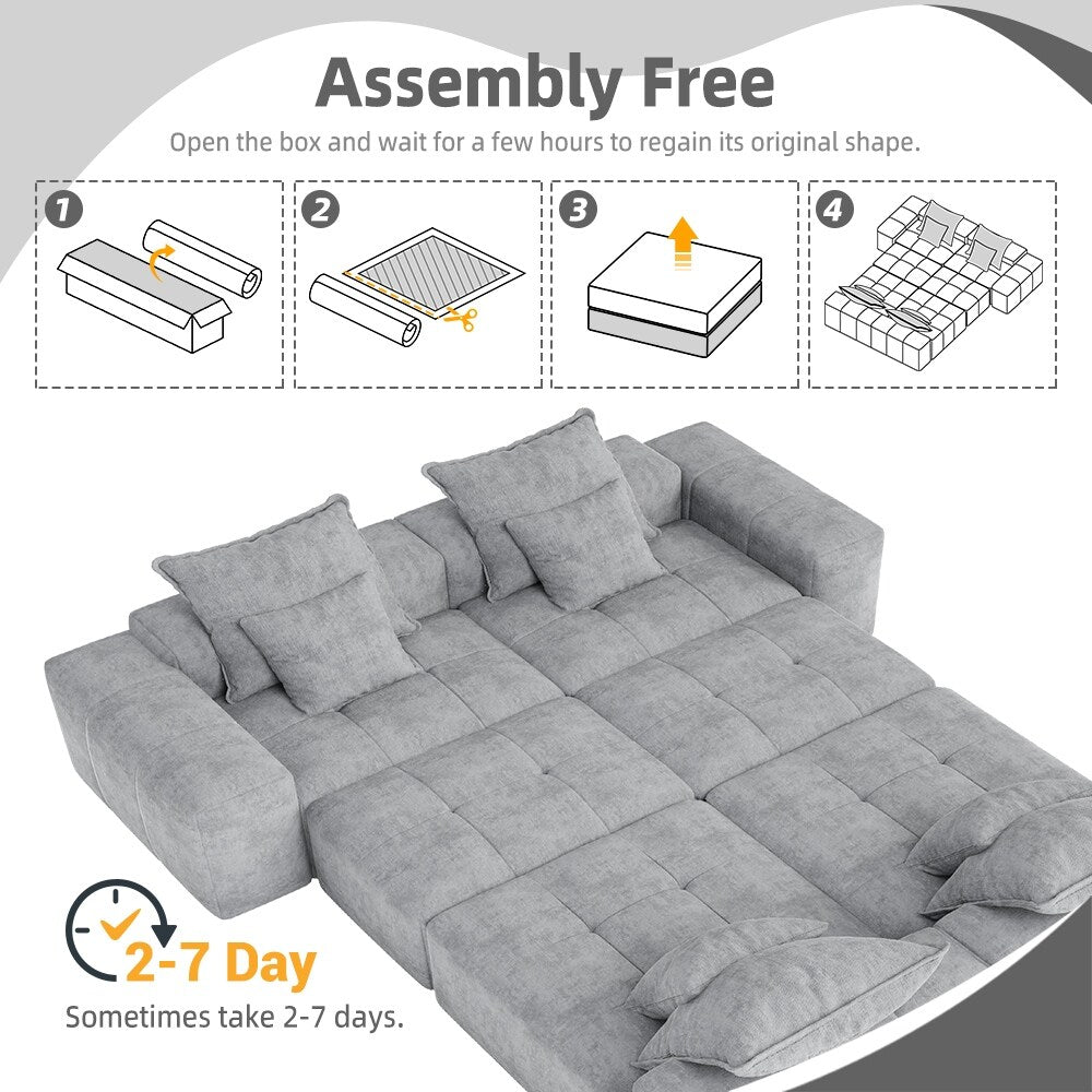 Canapé modulaire surdimensionné 6 places en chenille avec coussins et 8 oreillers pour le salon