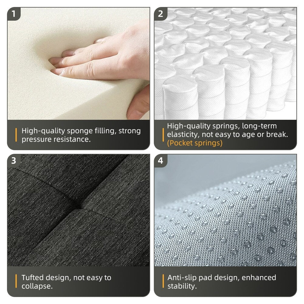 Canapé modulaire surdimensionné en chenille avec pouf, méridienne, 1 accoudoir et 4 coussins pour le salon