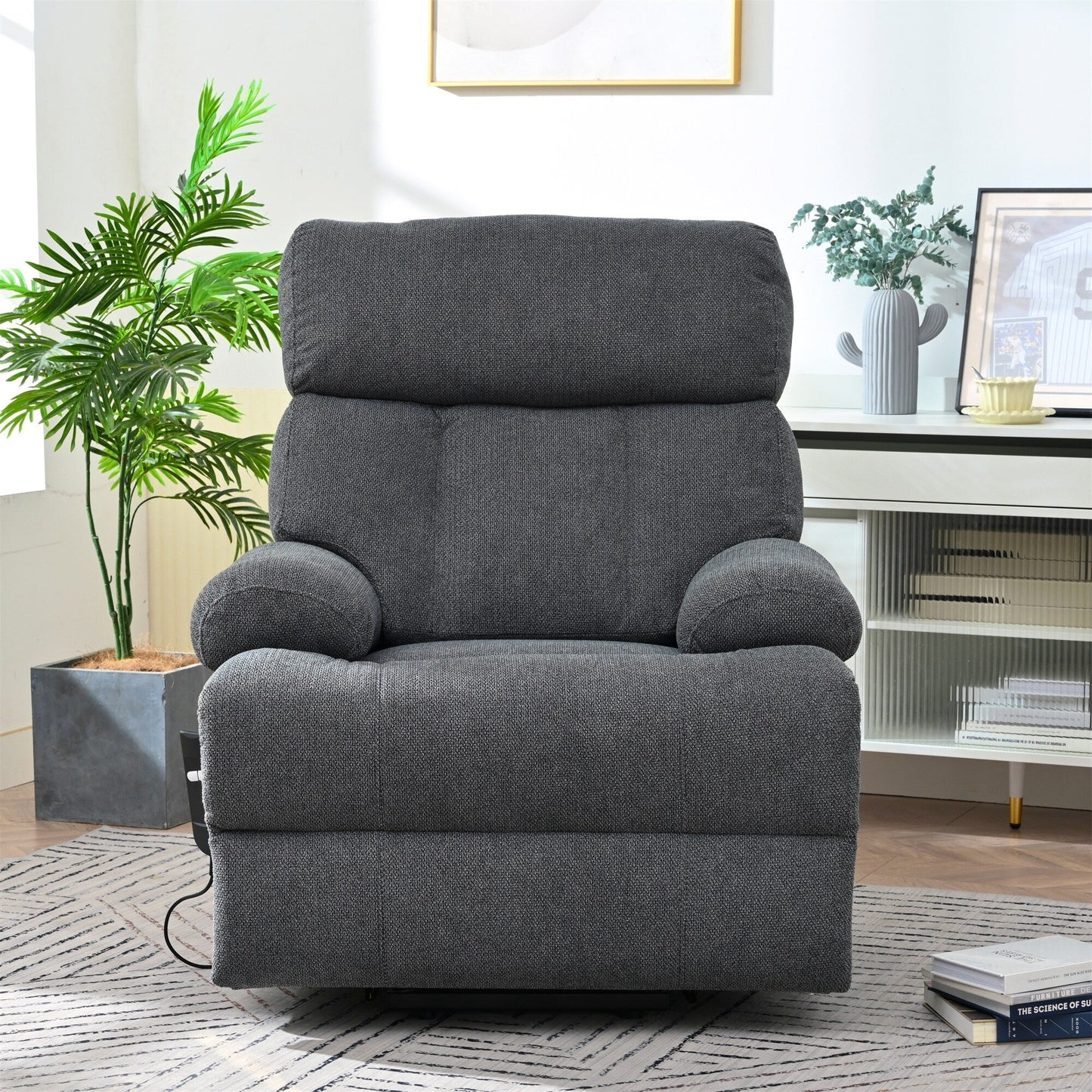 Fauteuil inclinable électrique surdimensionné pour personnes âgées, canapé inclinable avec télécommande, poche latérale, siège spacieux