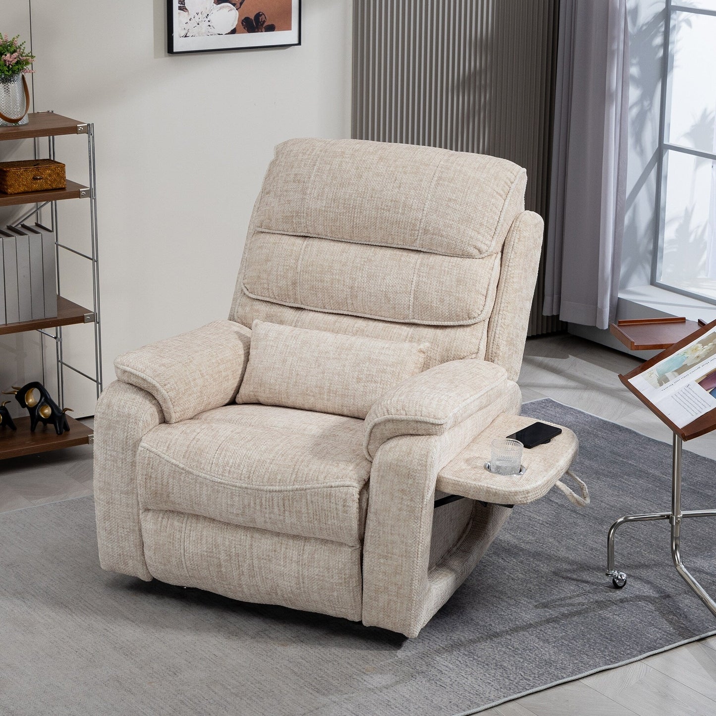 Fauteuil inclinable électrique surdimensionné avec massage thermique, position allongée à 180°