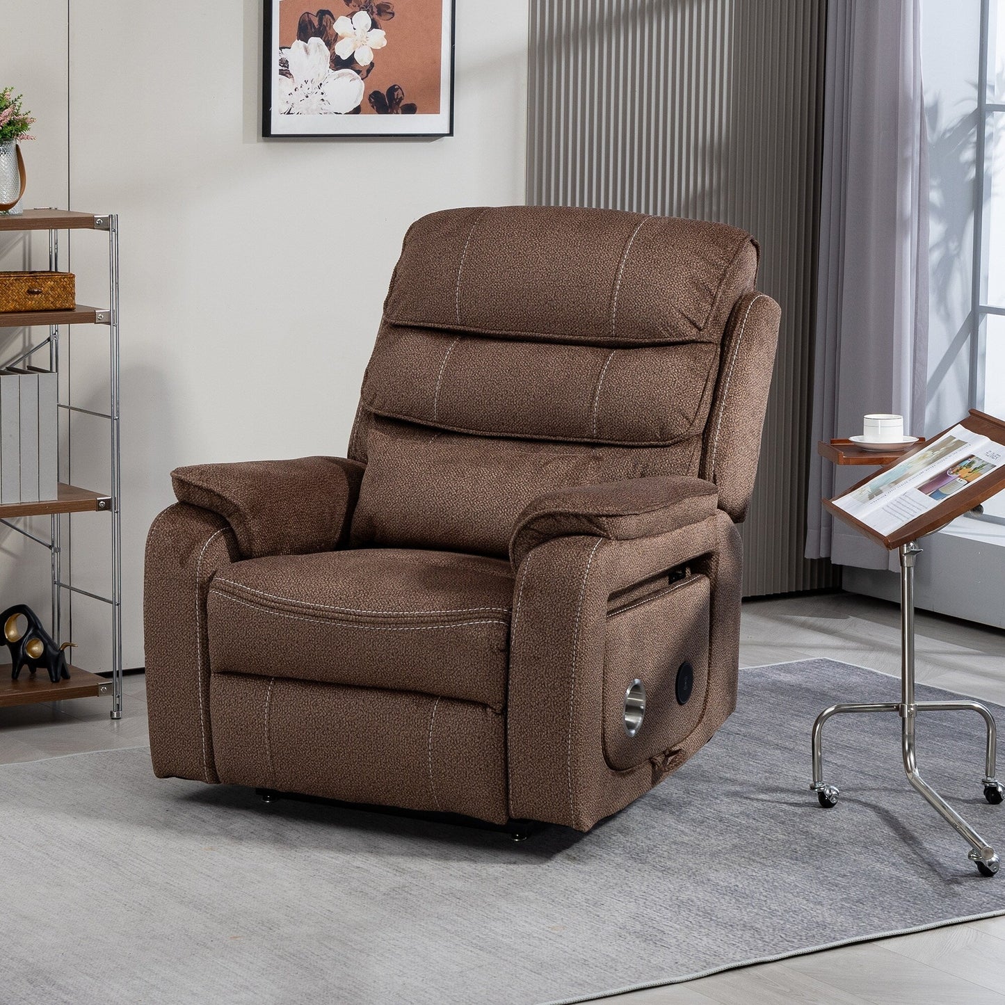 Fauteuil inclinable électrique surdimensionné avec massage thermique, position allongée à 180°