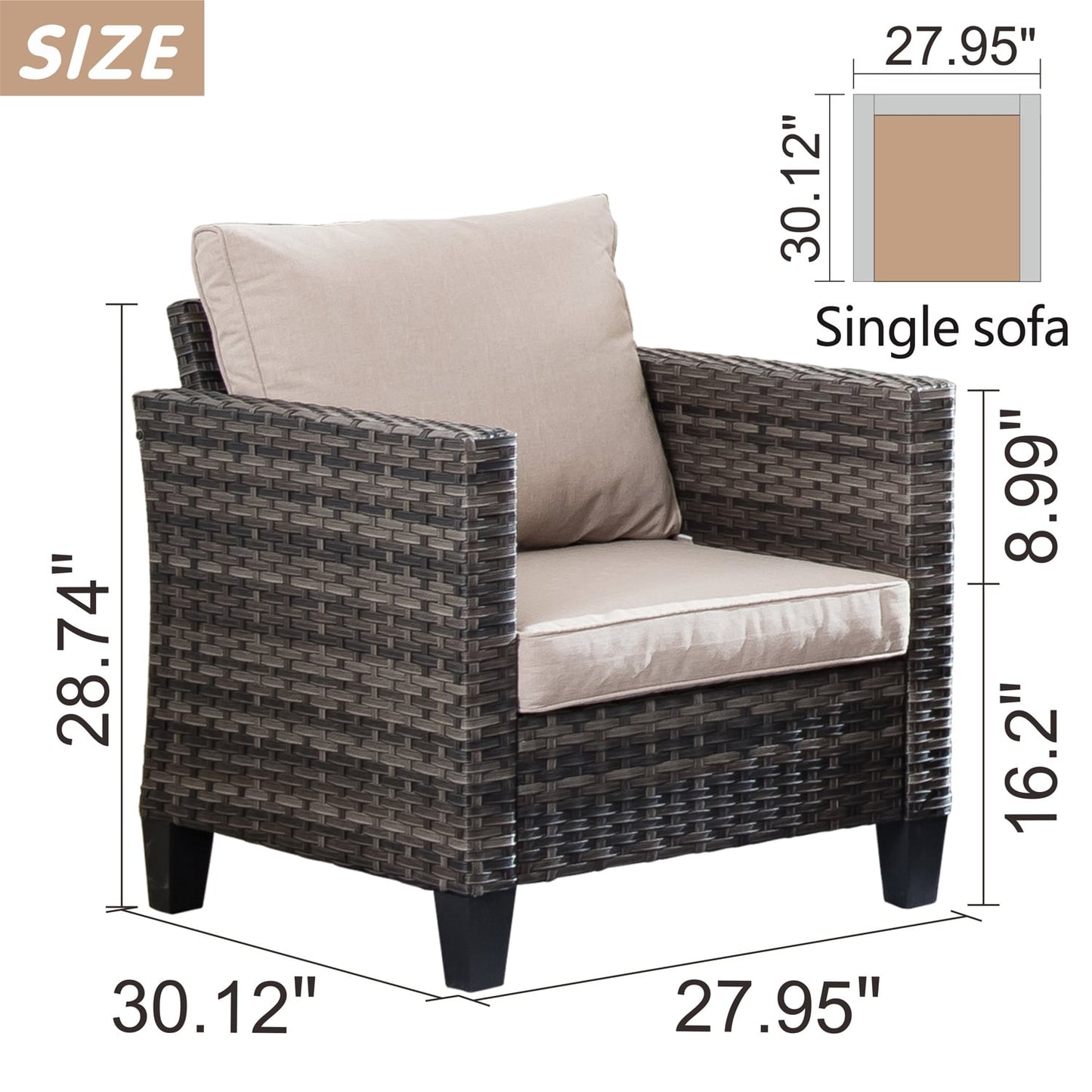 Ensemble de chaises de conversation en osier pour patio extérieur OVIOS