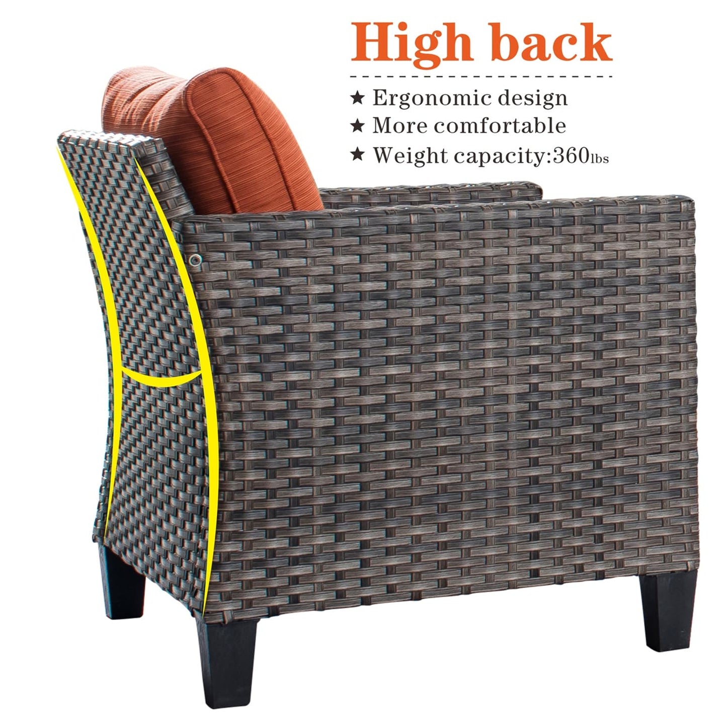 Ensemble de meubles de patio OVIOS 8 pièces en osier avec chaises pivotantes