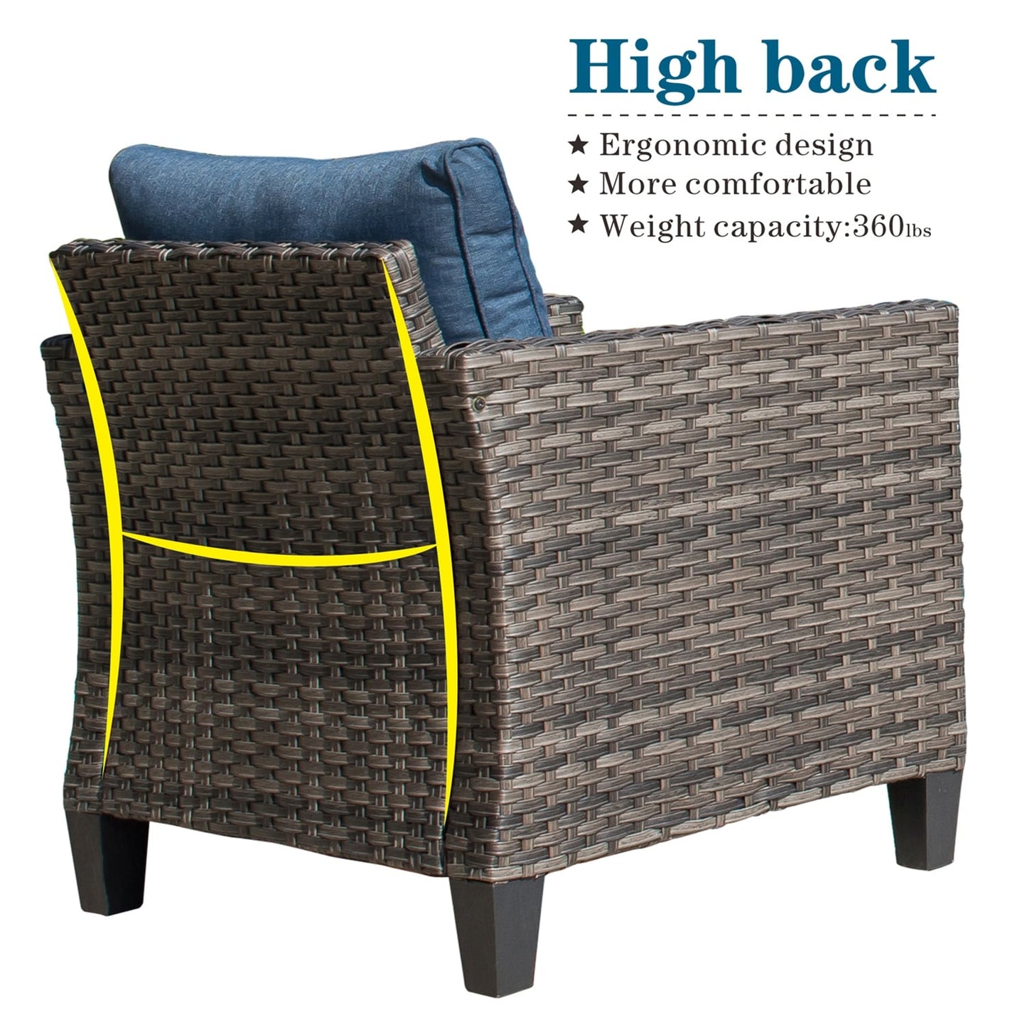 Ensemble de meubles de patio OVIOS 8 pièces en osier avec chaises pivotantes