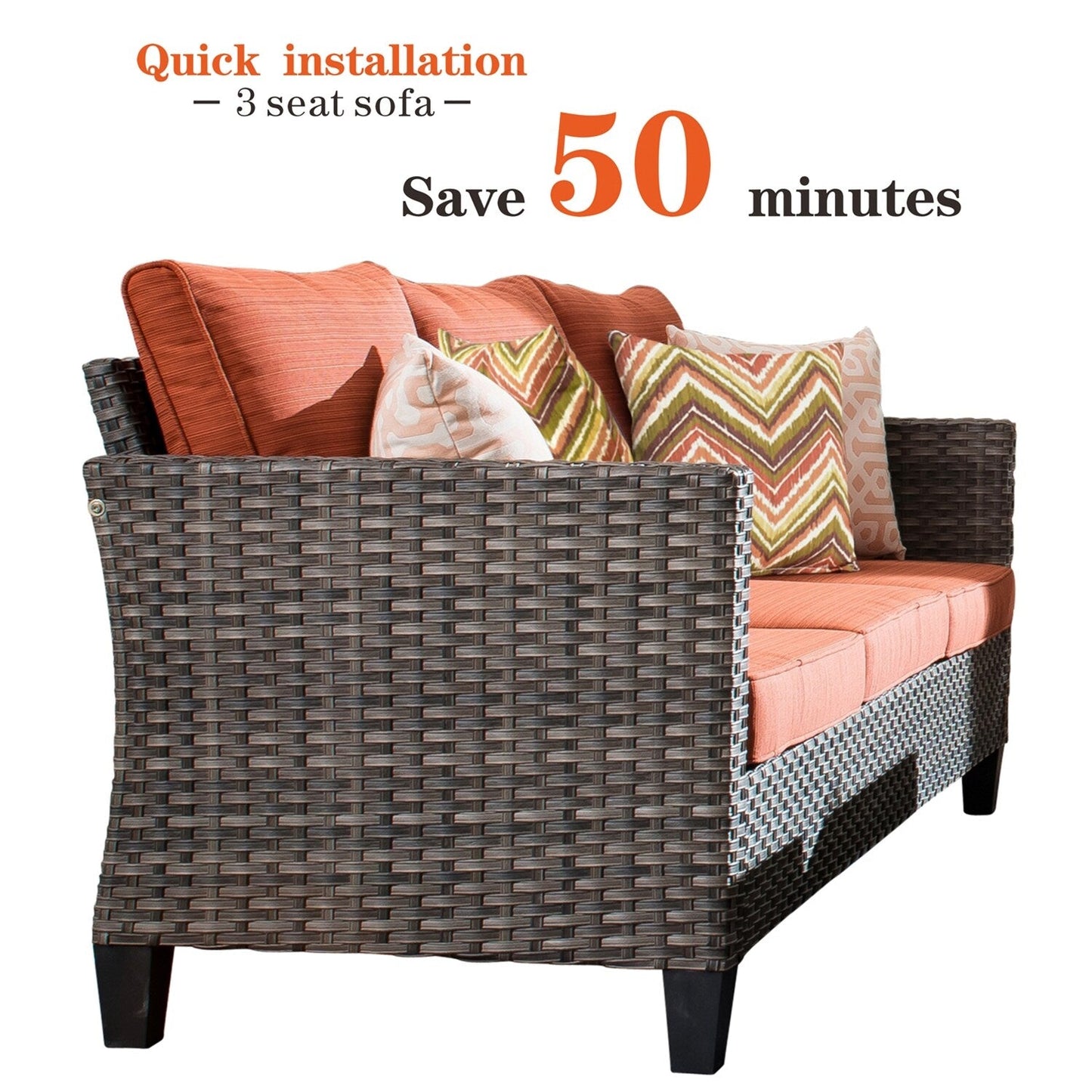Ensemble de meubles de patio OVIOS 8 pièces en osier avec chaises pivotantes