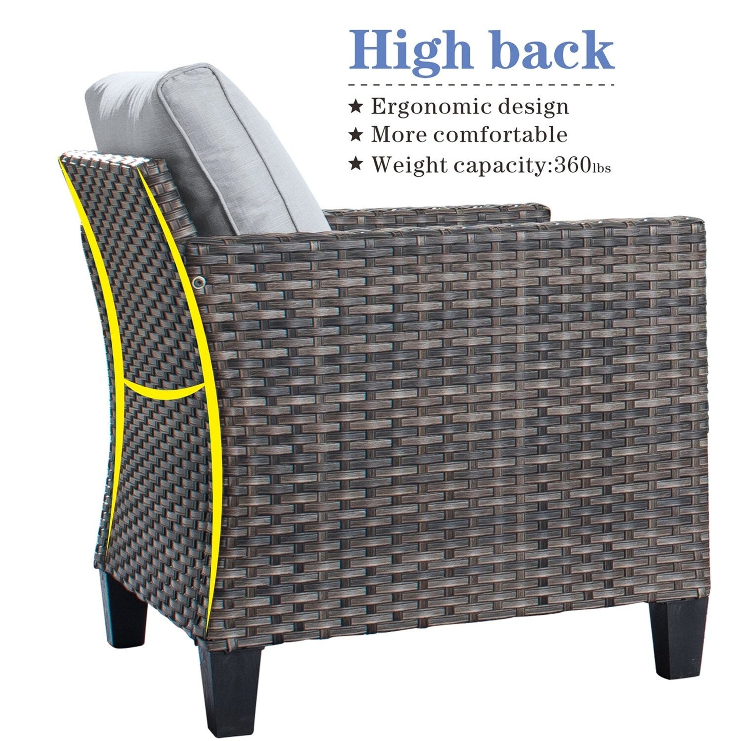 Ensemble de meubles de patio OVIOS 8 pièces en osier avec chaises pivotantes