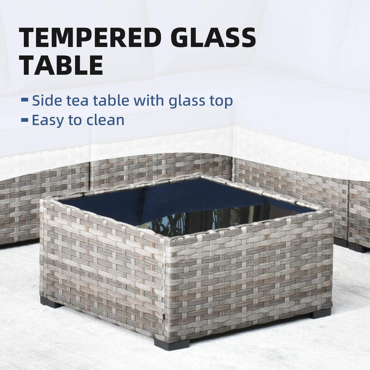 Ensemble de meubles de patio en osier OVIOS, 6 pièces, avec bras larges et table
