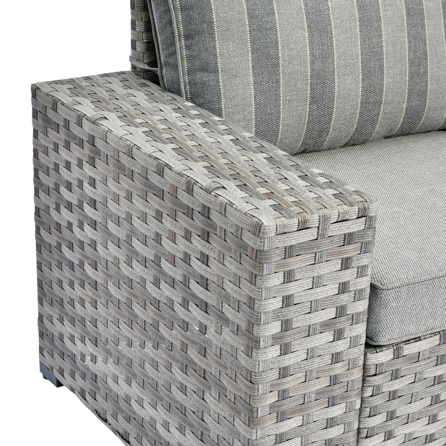 Ensemble de meubles de patio en osier OVIOS, 6 pièces, avec bras larges et table