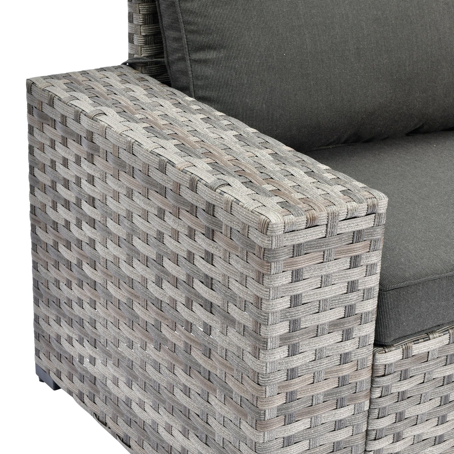 Ensemble de meubles de patio en osier OVIOS, 6 pièces, avec bras larges et table
