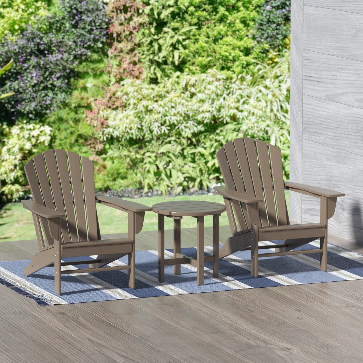 Chaises Adirondack Polytrends Altura Classic Outdoor écologiques toutes saisons avec table d'appoint (ensemble de 3 pièces)