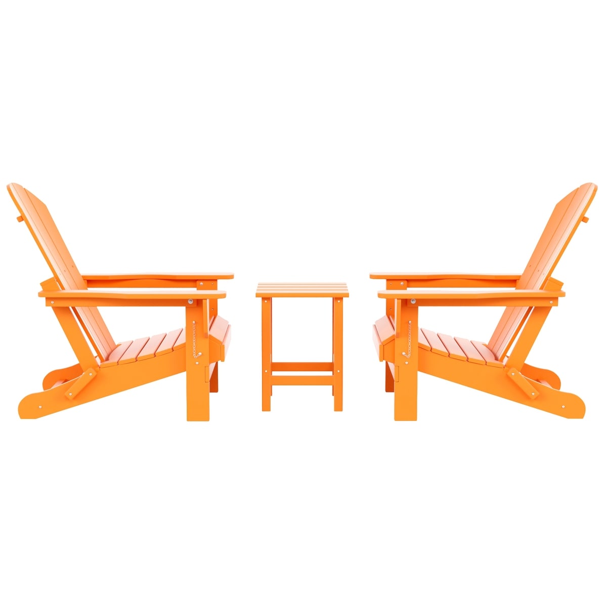 Chaises Adirondack pliables Polytrends Laguna en PEHD, toutes saisons, avec table d'appoint (ensemble de 3 pièces)