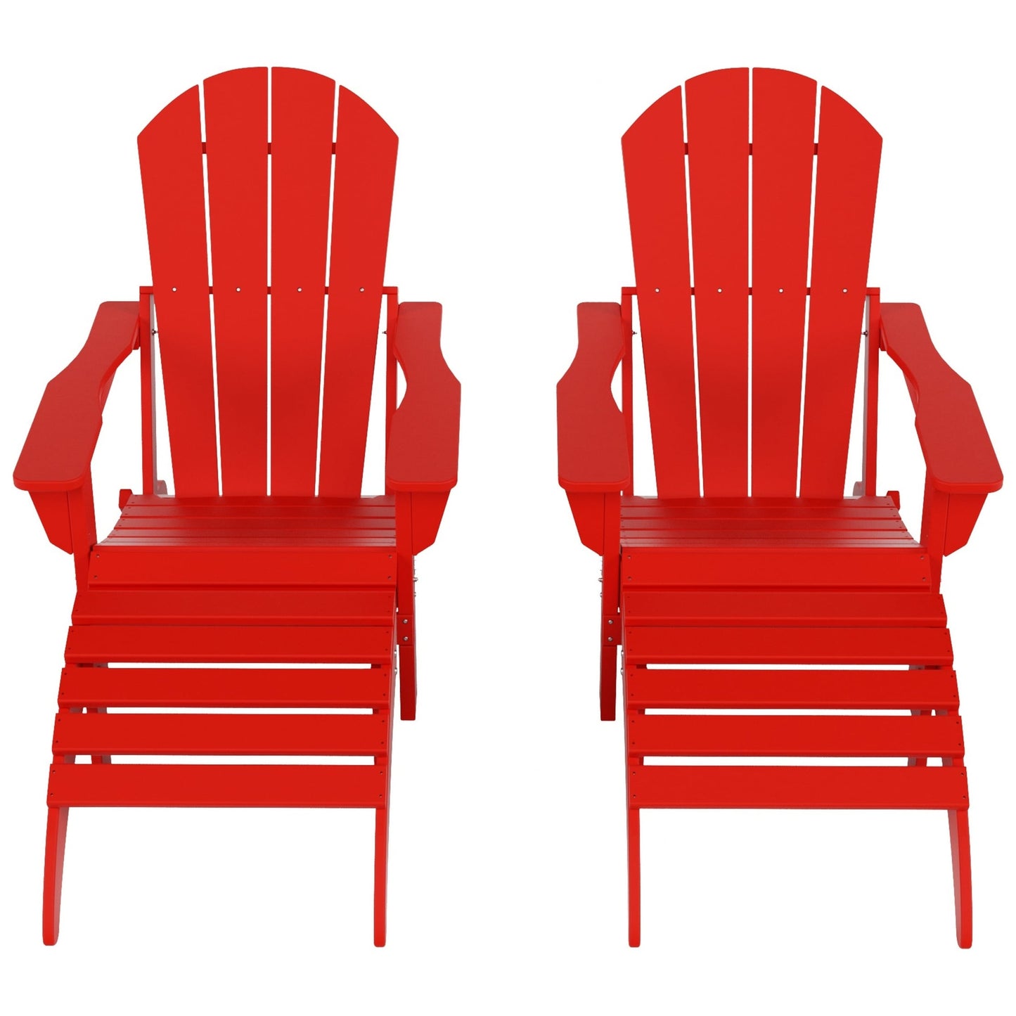 Chaises Adirondack pliables Polytrends Laguna en PEHD, toutes saisons, avec poufs (ensemble de 5 pièces)