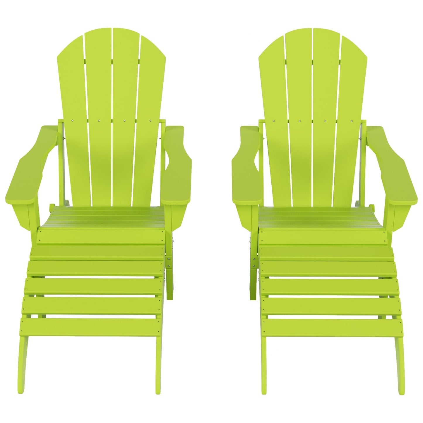Chaises Adirondack pliables Polytrends Laguna en PEHD, toutes saisons, avec poufs (ensemble de 5 pièces)