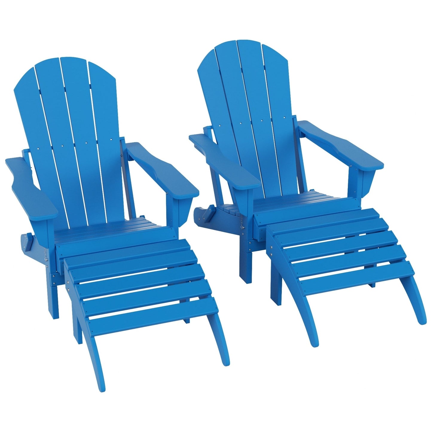 Chaises Adirondack pliables Polytrends Laguna en PEHD, toutes saisons, avec poufs (ensemble de 5 pièces)