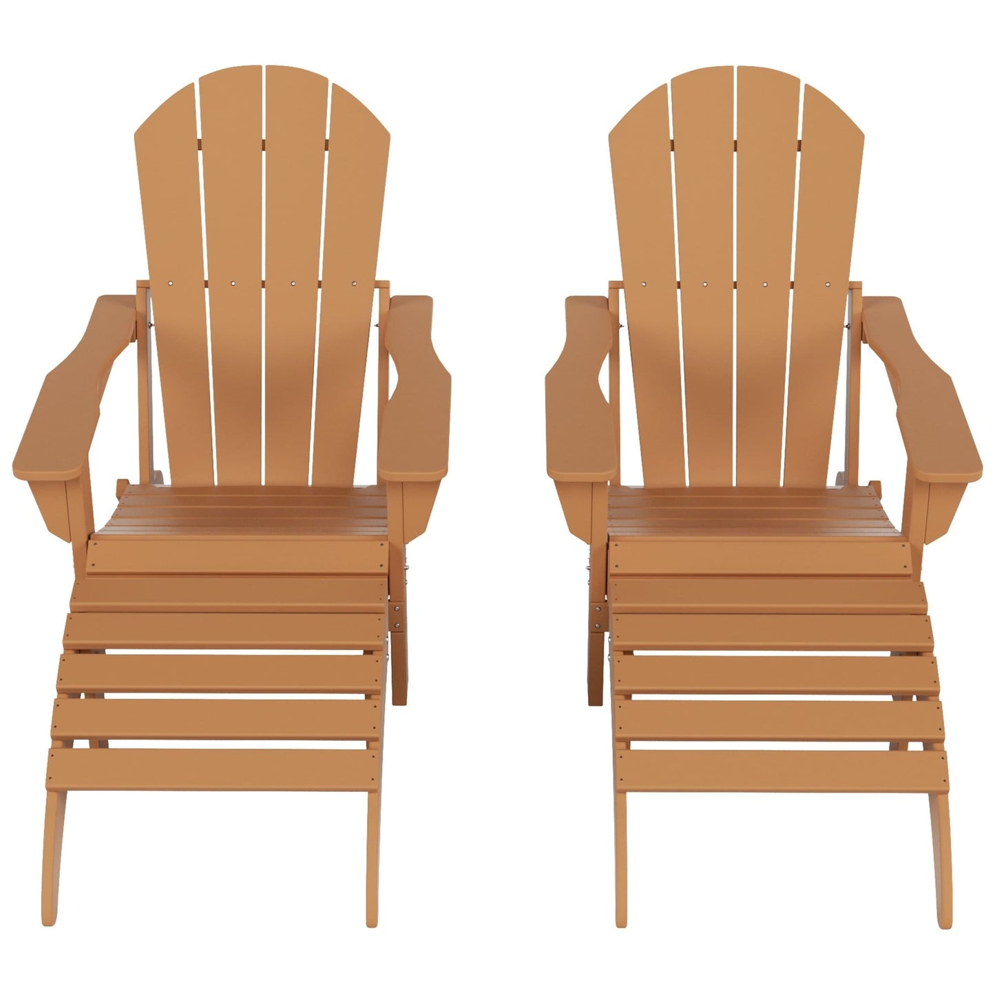 Chaises Adirondack pliables Polytrends Laguna en PEHD, toutes saisons, avec poufs (ensemble de 5 pièces)