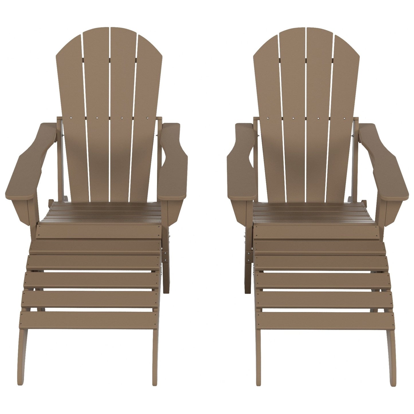 Chaises Adirondack pliables Polytrends Laguna en PEHD, toutes saisons, avec poufs (ensemble de 5 pièces)