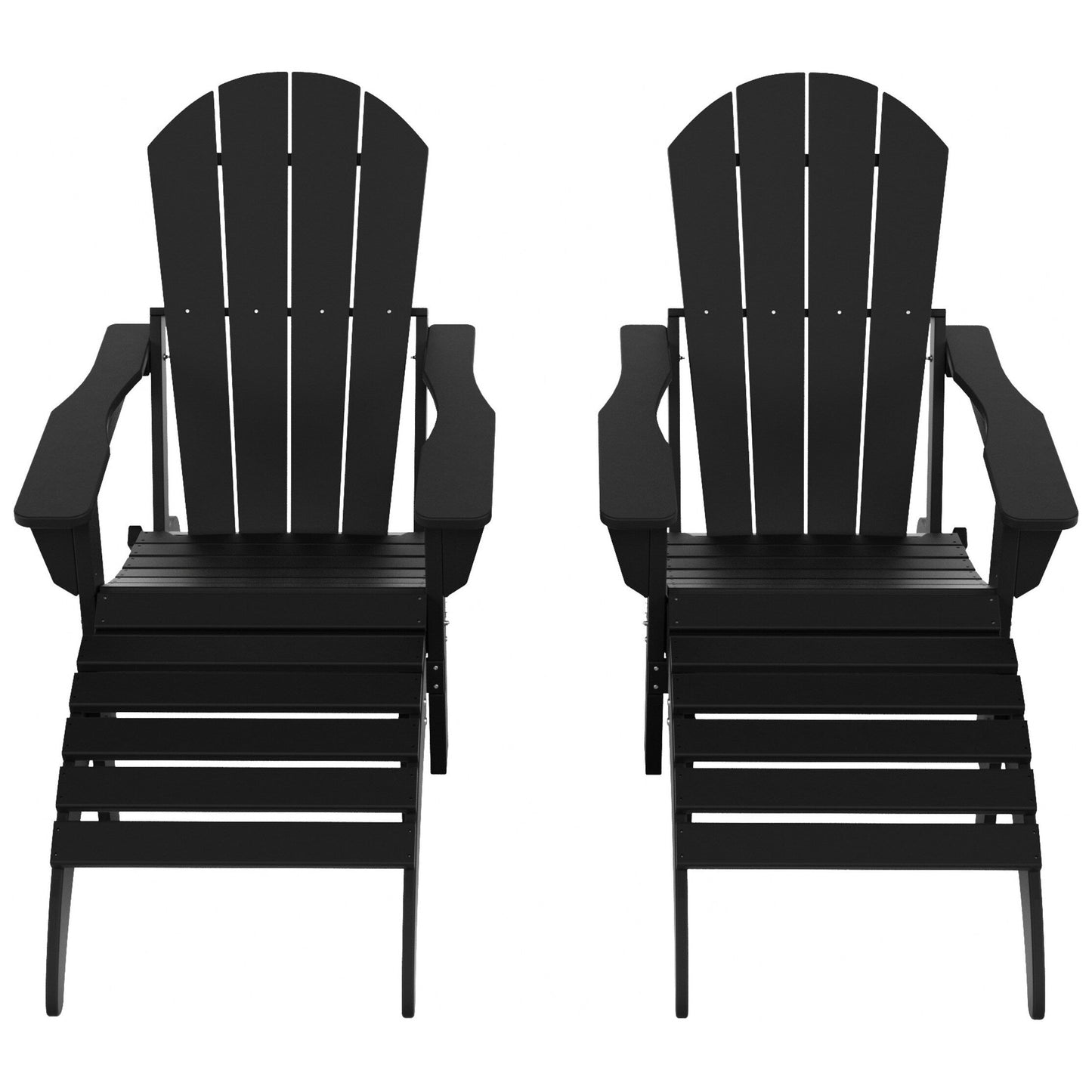 Chaises Adirondack pliables Polytrends Laguna en PEHD, toutes saisons, avec poufs (ensemble de 5 pièces)