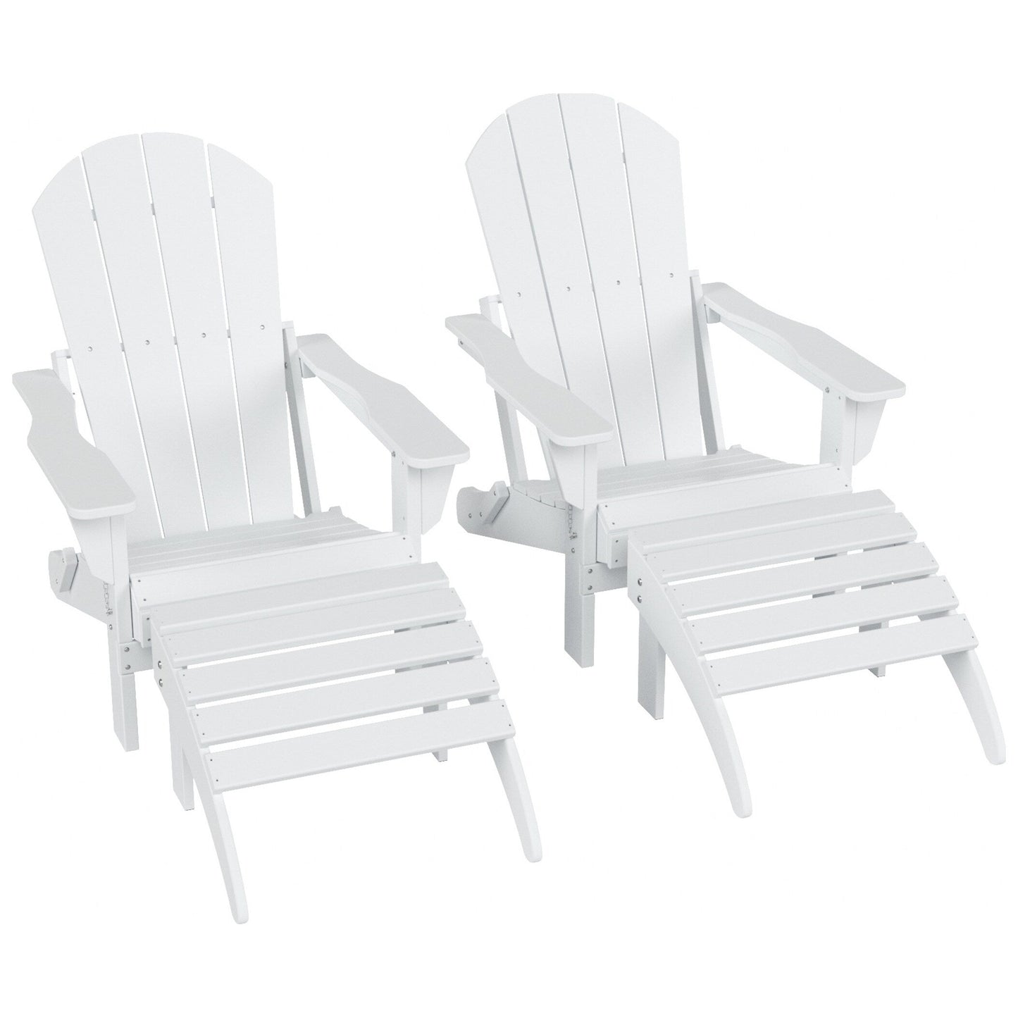 Chaises Adirondack pliables Polytrends Laguna en PEHD, toutes saisons, avec poufs (ensemble de 5 pièces)