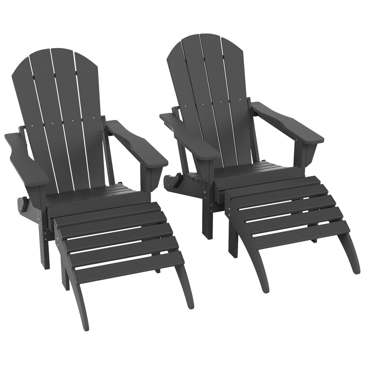 Chaises Adirondack pliables Polytrends Laguna en PEHD, toutes saisons, avec poufs (ensemble de 5 pièces)