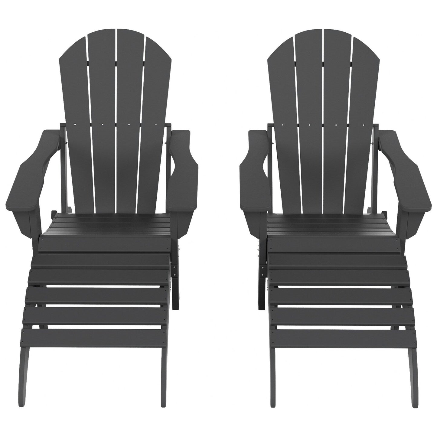 Chaises Adirondack pliables Polytrends Laguna en PEHD, toutes saisons, avec poufs (ensemble de 5 pièces)