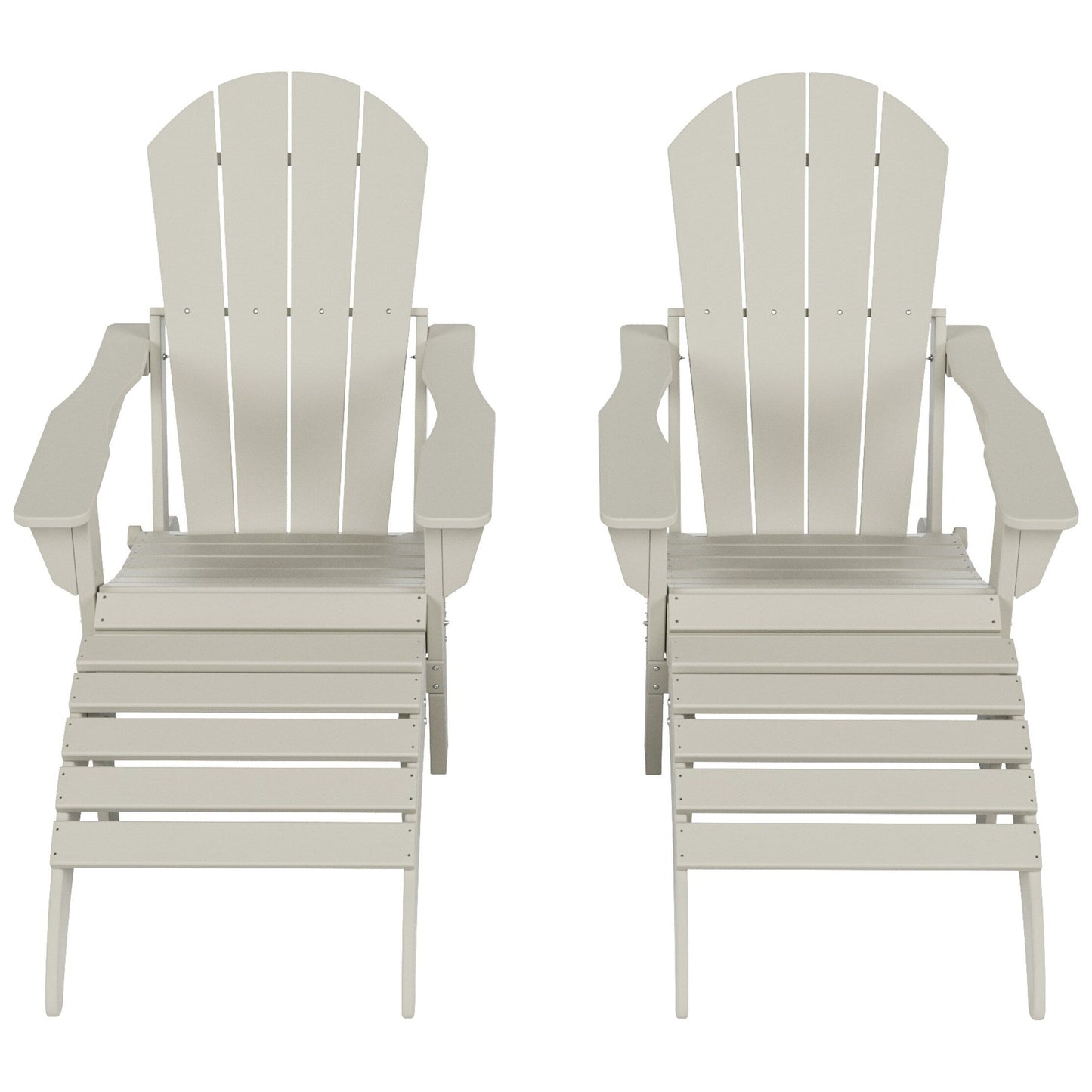 Chaises Adirondack pliables Polytrends Laguna en PEHD, toutes saisons, avec poufs (ensemble de 5 pièces)