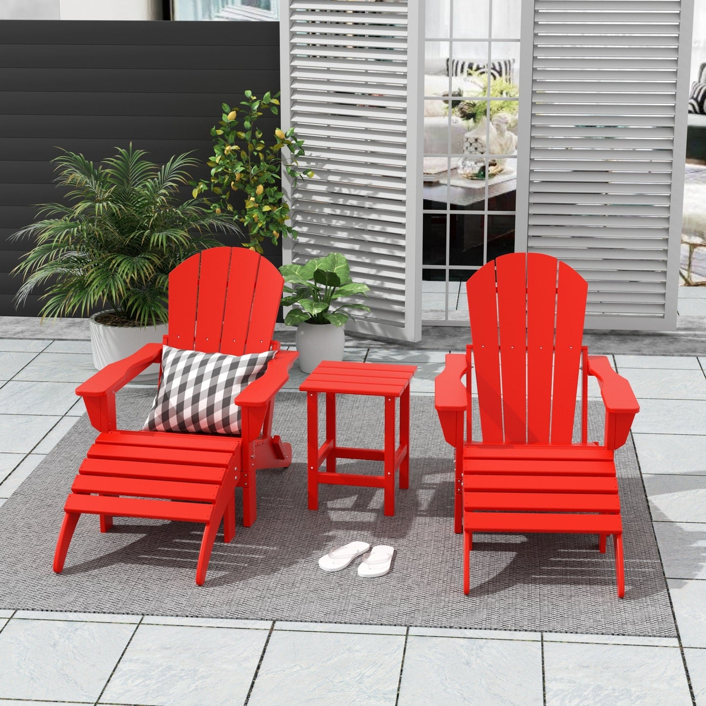 Ensemble de 5 chaises Adirondack pliables Polytrends Laguna en PEHD pour patio extérieur, toutes saisons