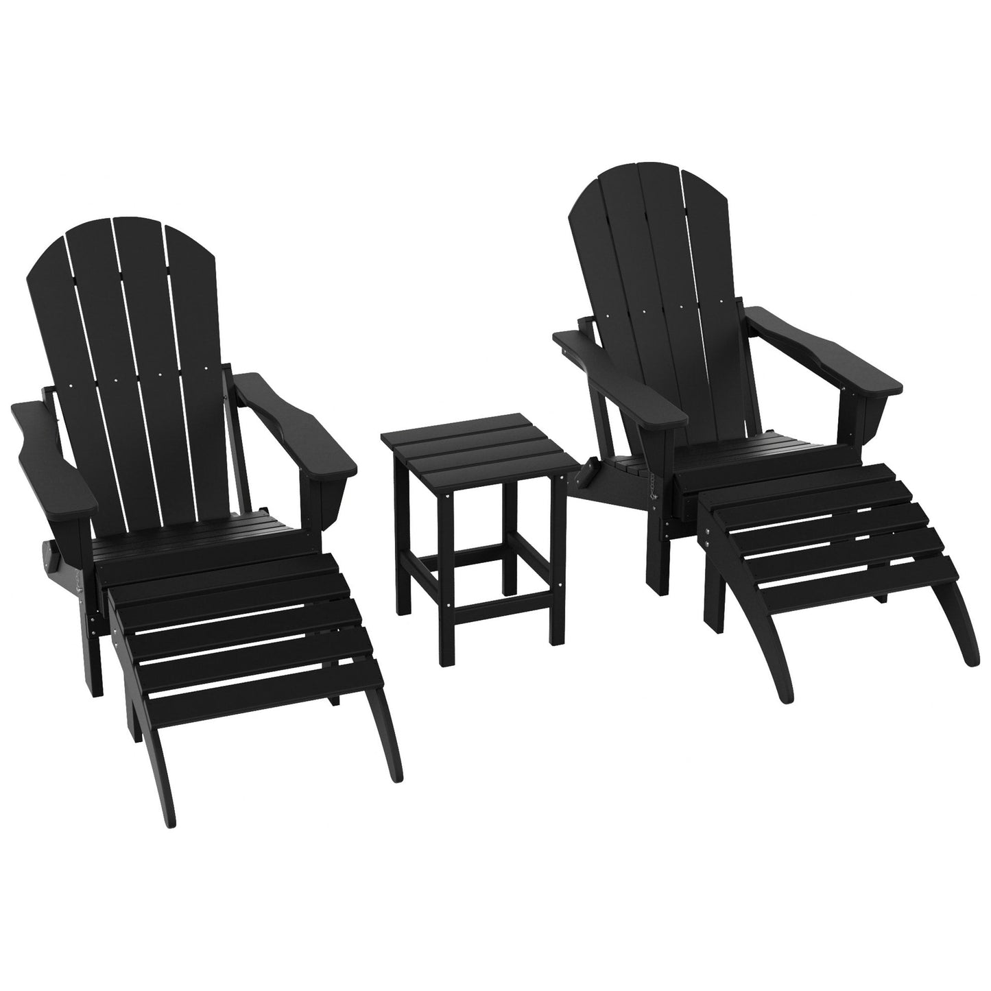 Ensemble de 5 chaises Adirondack pliables Polytrends Laguna en PEHD pour patio extérieur, toutes saisons
