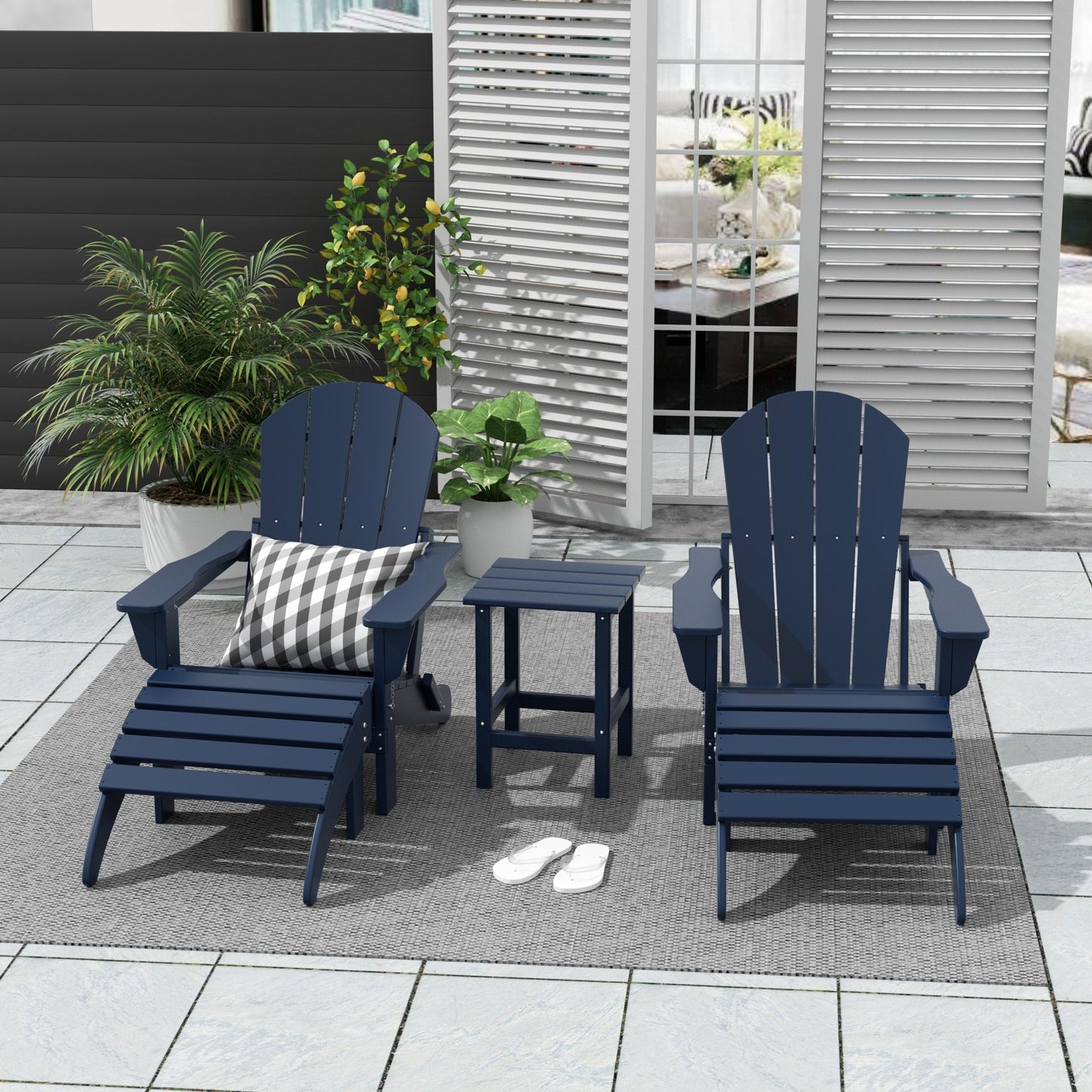 Ensemble de 5 chaises Adirondack pliables Polytrends Laguna en PEHD pour patio extérieur, toutes saisons
