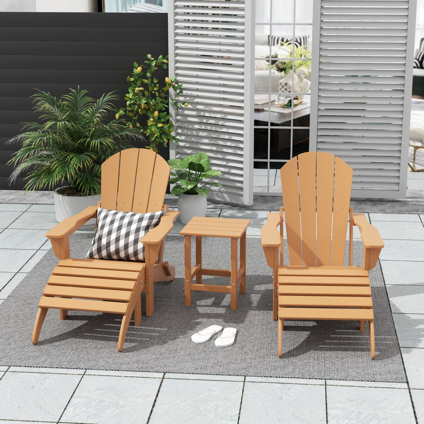 Ensemble de 5 chaises Adirondack pliables Polytrends Laguna en PEHD pour patio extérieur, toutes saisons