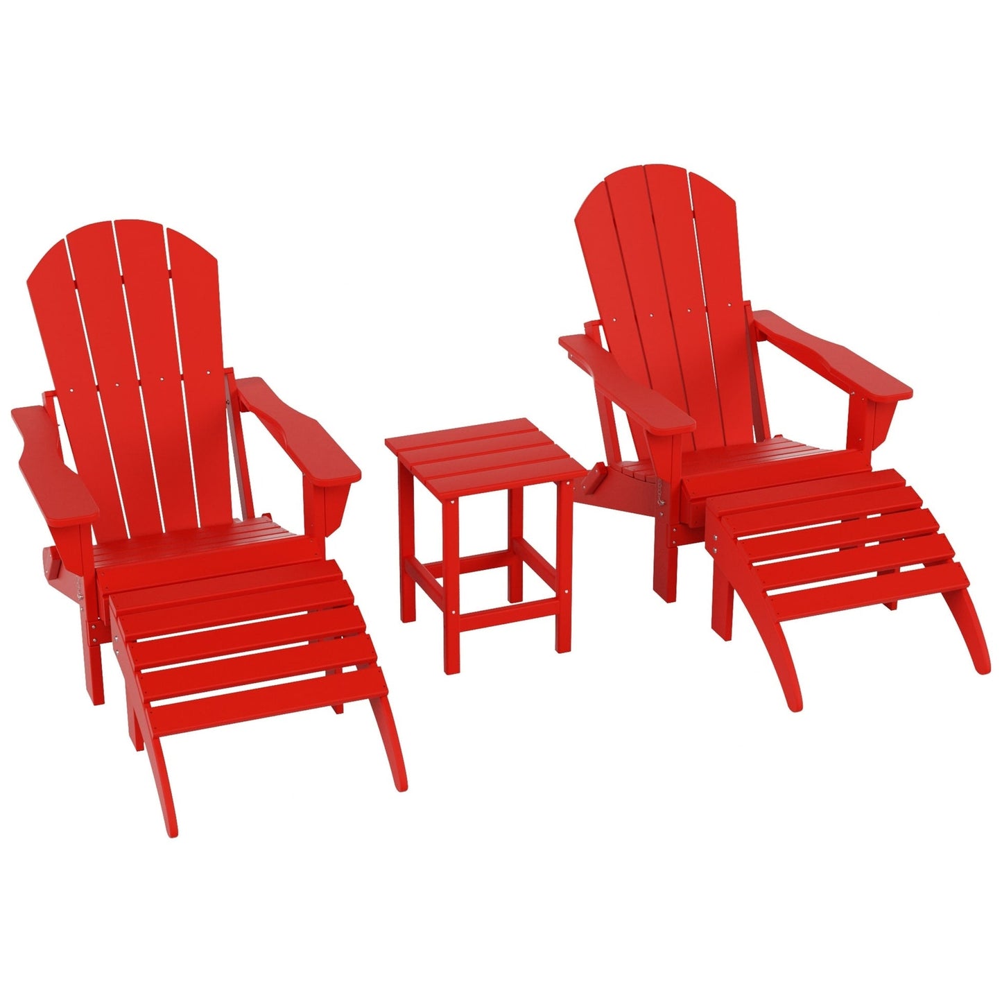 Ensemble de 5 chaises Adirondack pliables Polytrends Laguna en PEHD pour patio extérieur, toutes saisons
