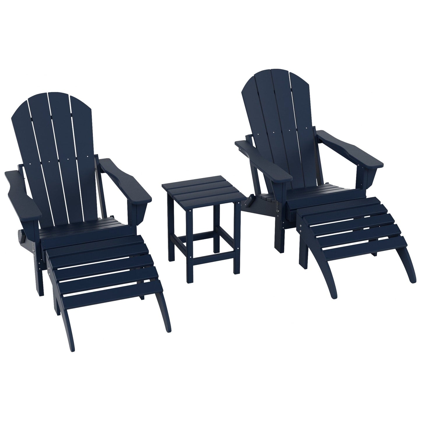 Ensemble de 5 chaises Adirondack pliables Polytrends Laguna en PEHD pour patio extérieur, toutes saisons