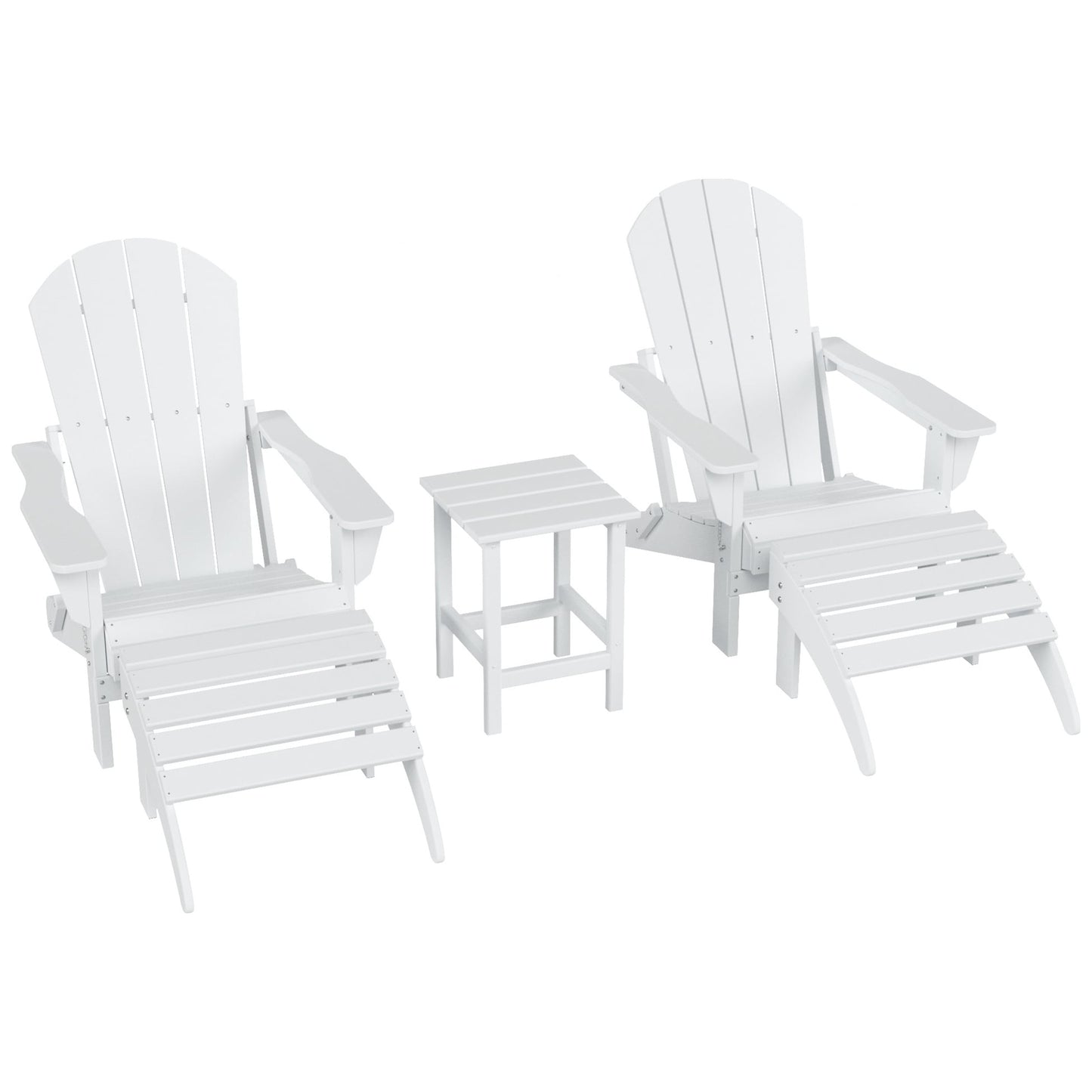 Ensemble de 5 chaises Adirondack pliables Polytrends Laguna en PEHD pour patio extérieur, toutes saisons
