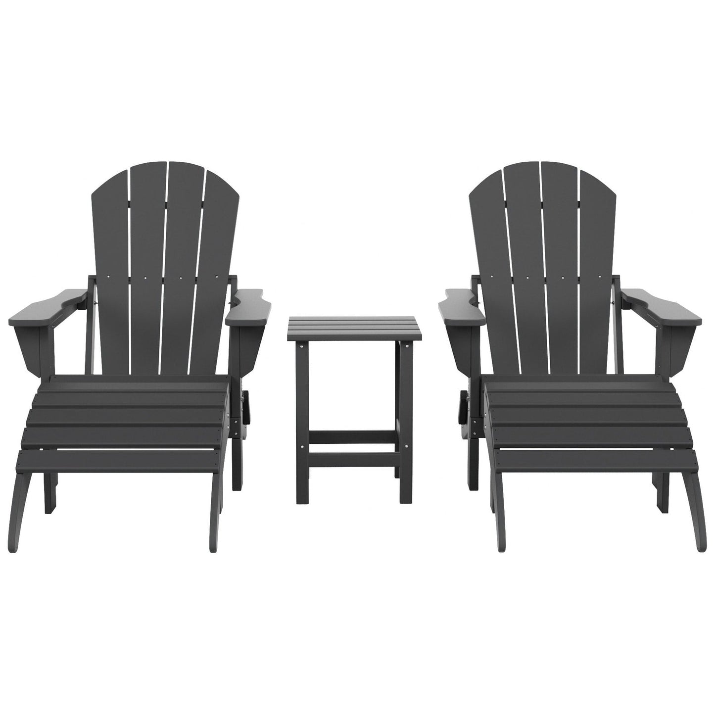 Ensemble de 5 chaises Adirondack pliables Polytrends Laguna en PEHD pour patio extérieur, toutes saisons