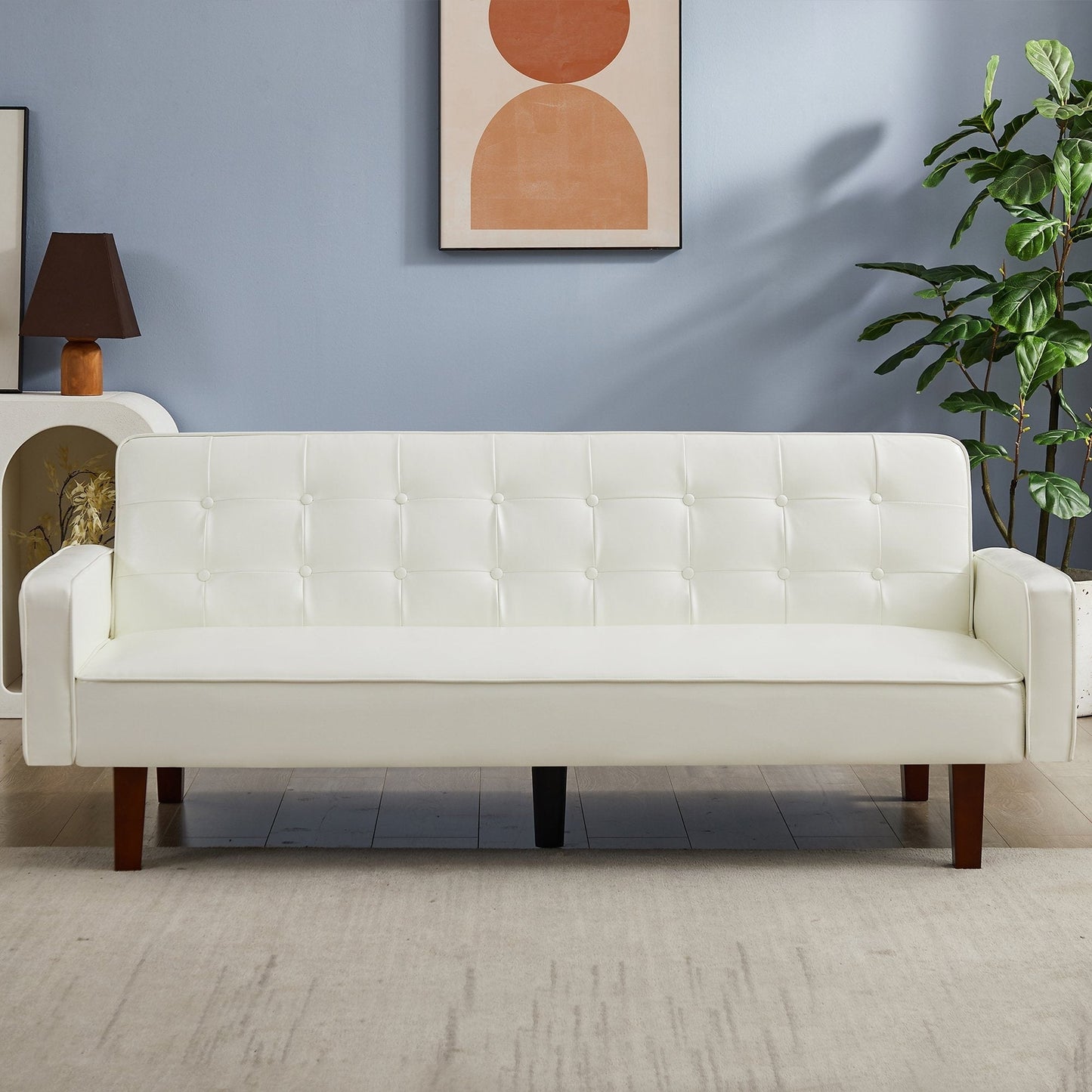 Canapé-lit futon convertible en similicuir pour salon, capitonné, pour chambre à coucher