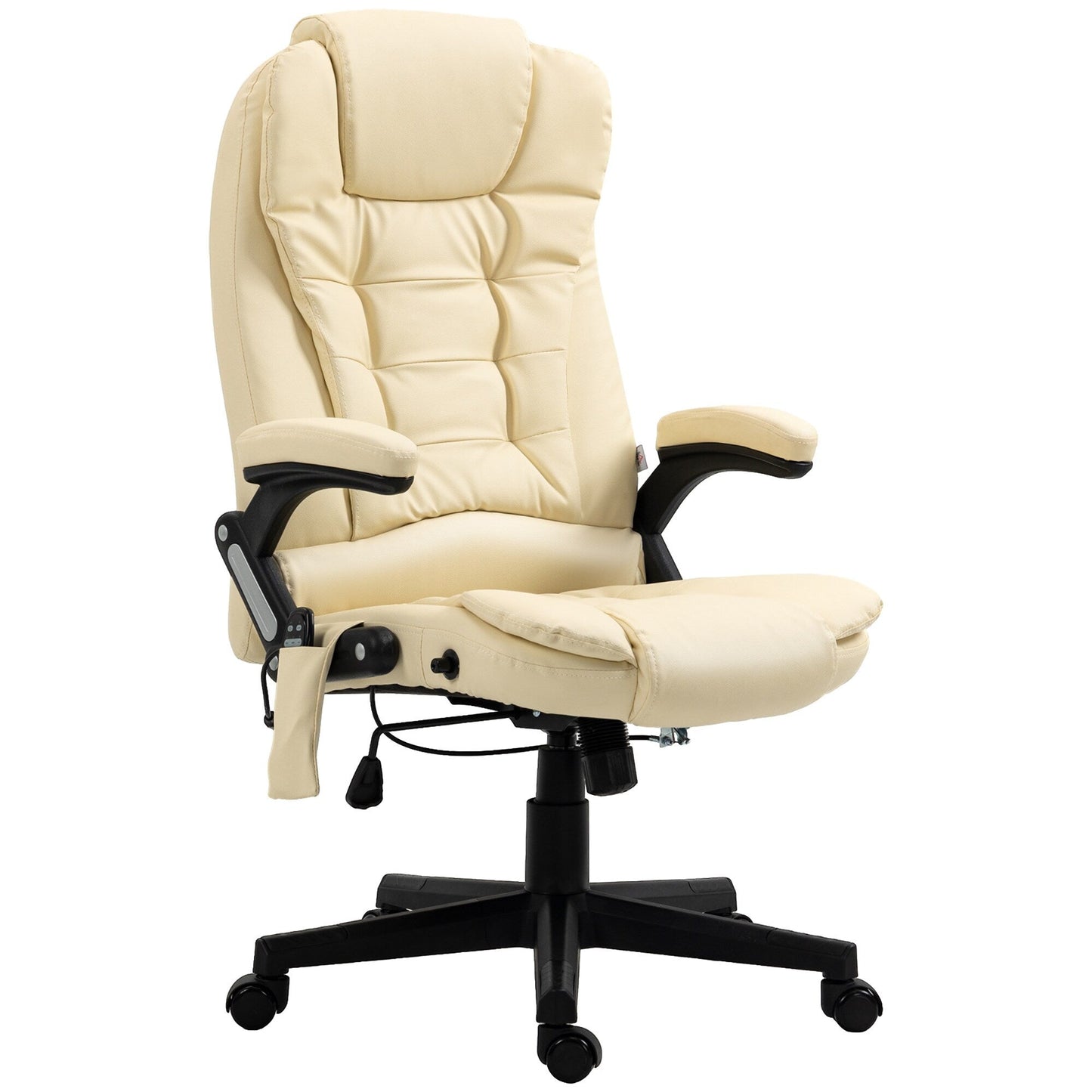 Fauteuil de bureau inclinable pivotant à 360° en cuir PU avec massage par vibrations, chauffage lombaire et hauteur réglable