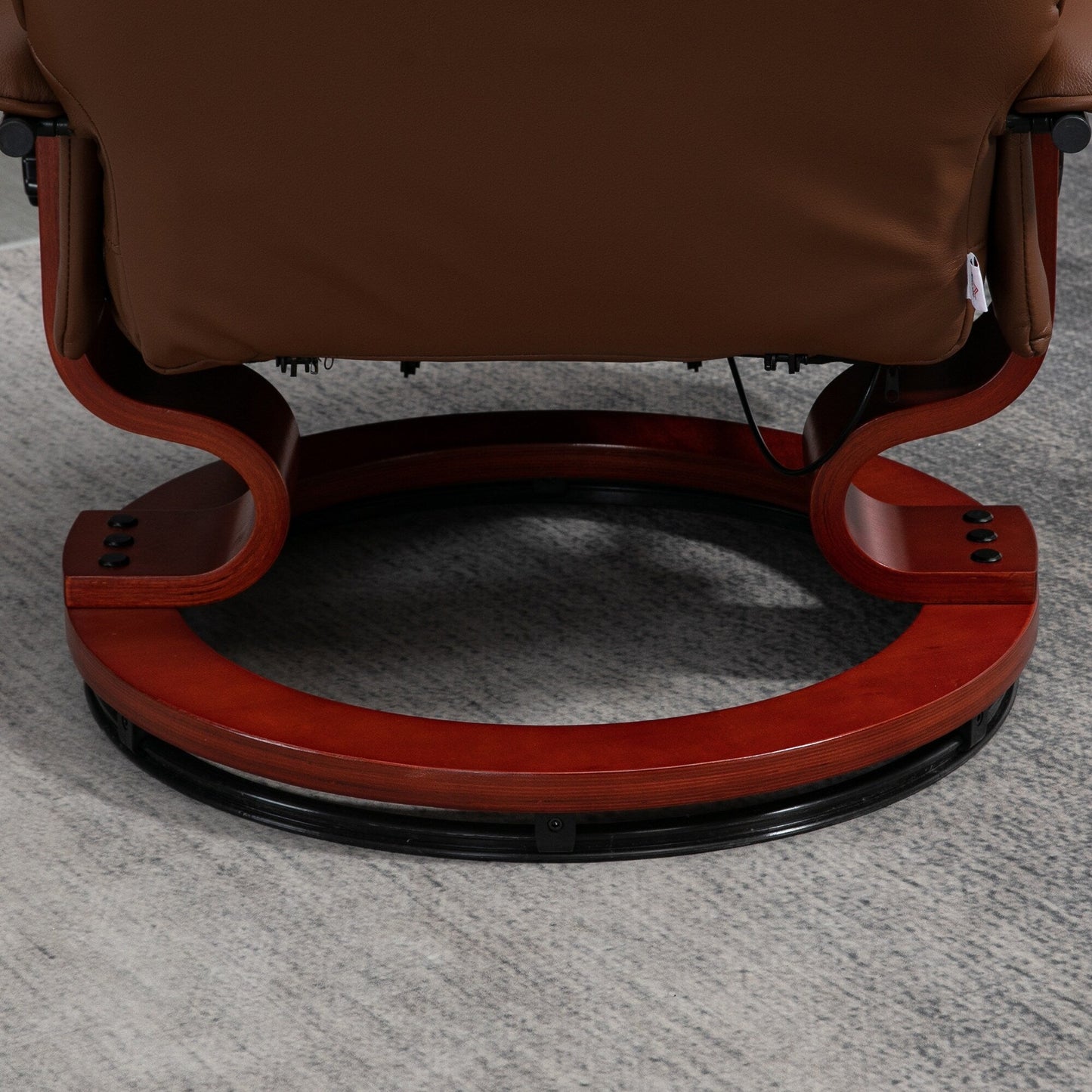 Fauteuil inclinable manuel en cuir PU, fauteuil de salon moderne, pivotant et réglable, avec base en bois et repose-pieds