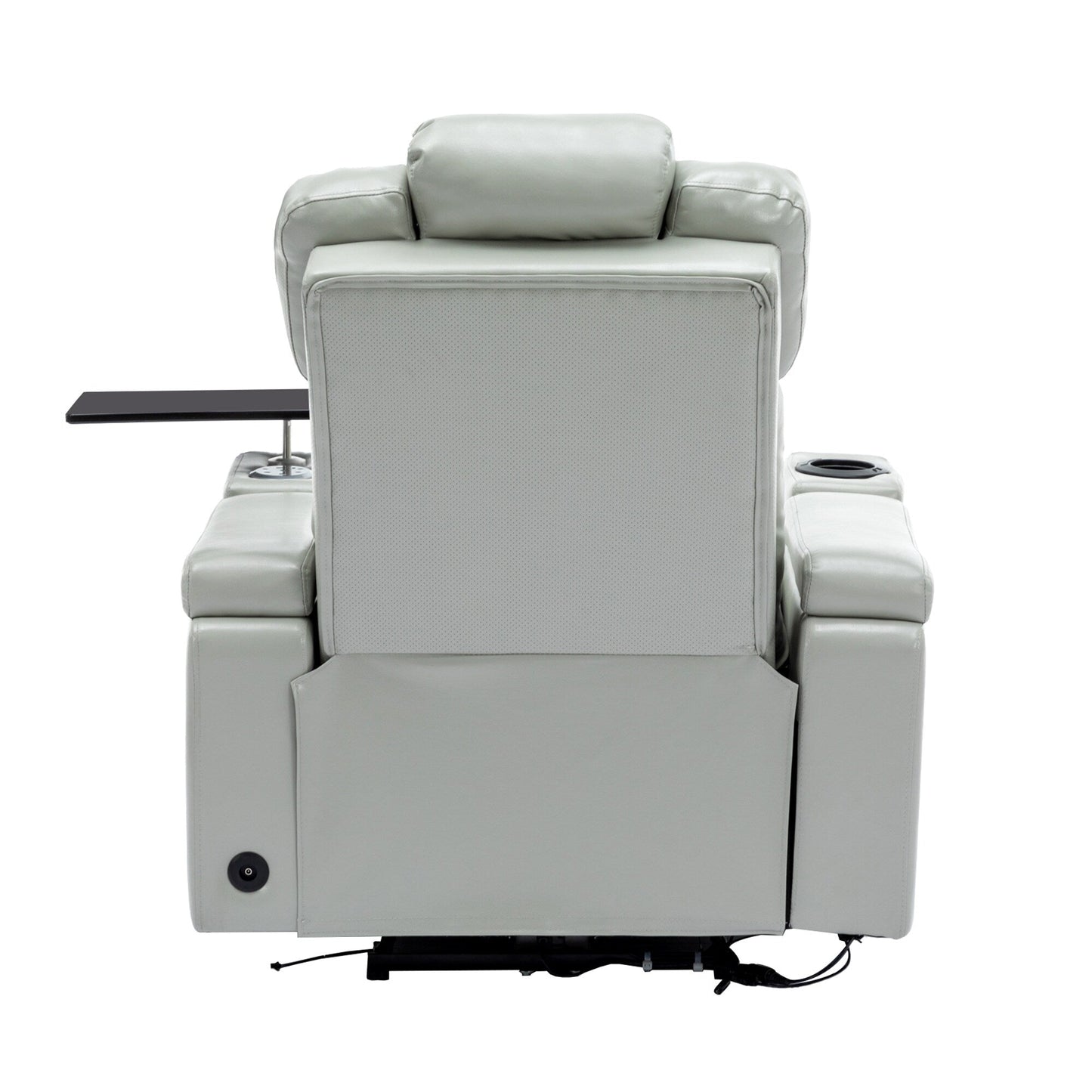 Fauteuil de massage en cuir PU avec porte-gobelet, haut-parleur Bluetooth et ports USB Fauteuil inclinable pour cinéma maison avec plateau