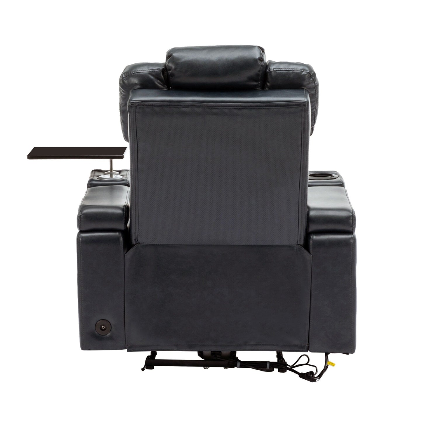 Fauteuil de massage en cuir PU avec porte-gobelet, haut-parleur Bluetooth et ports USB Fauteuil inclinable pour cinéma maison avec plateau