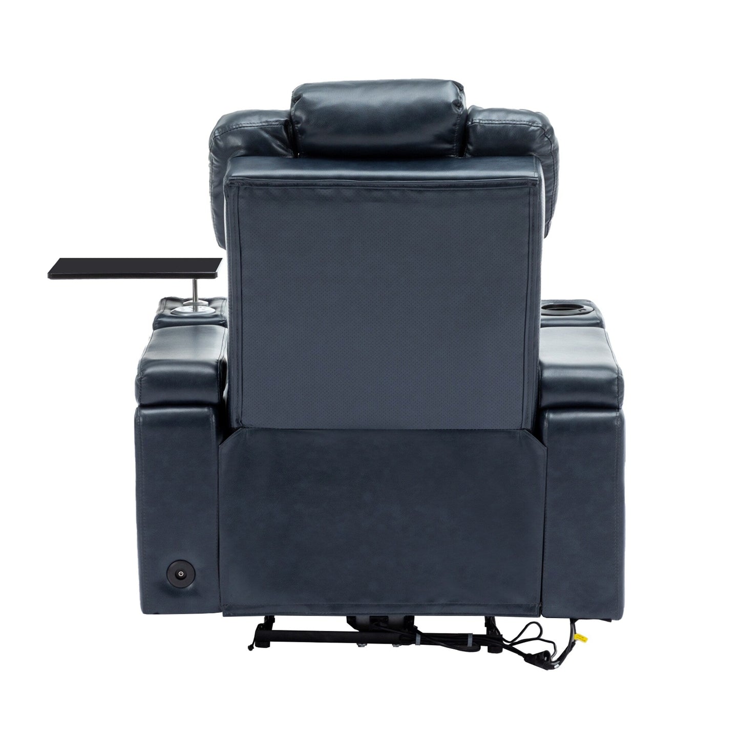 Fauteuil de massage en cuir PU avec porte-gobelet, haut-parleur Bluetooth et ports USB Fauteuil inclinable pour cinéma maison avec plateau