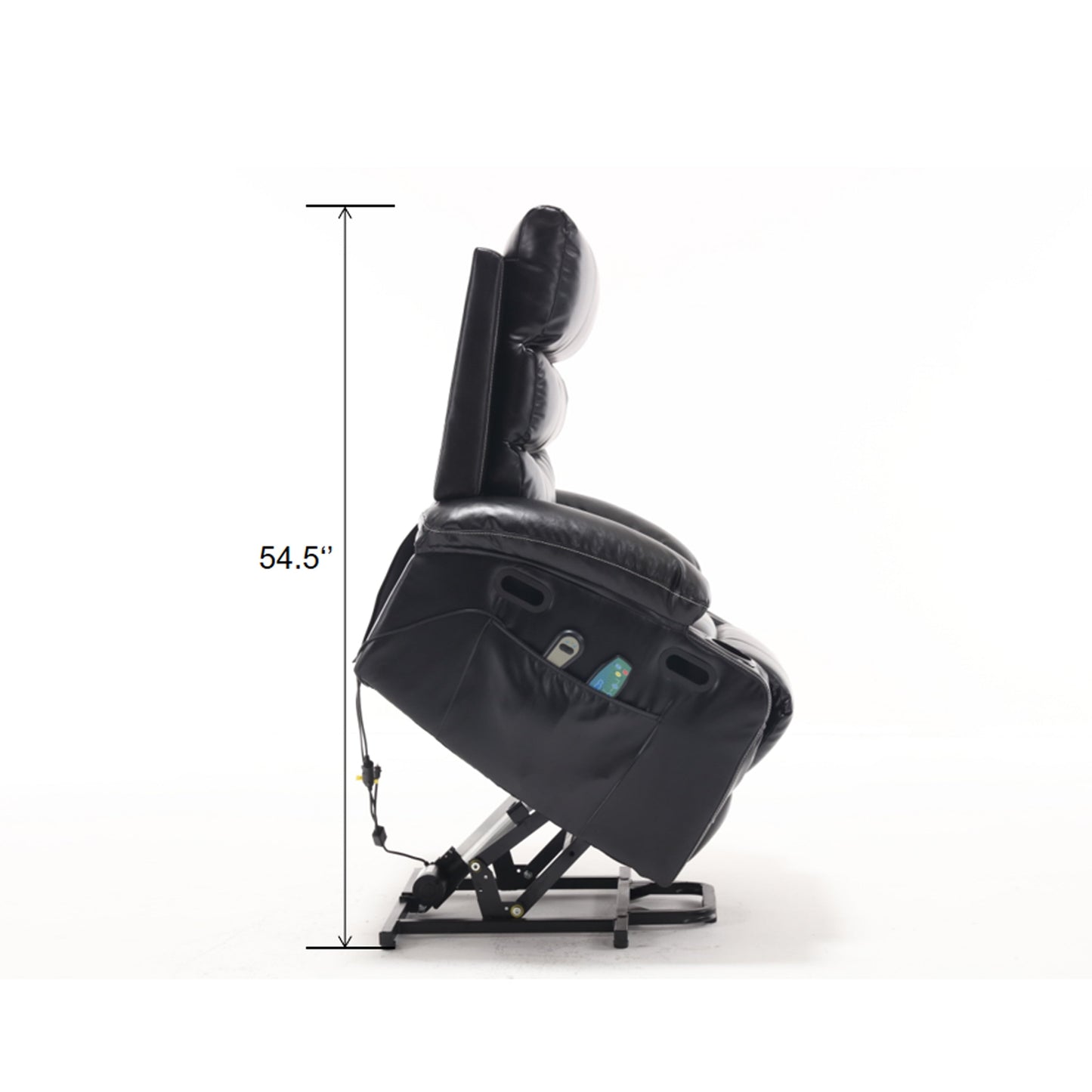 Fauteuil inclinable électrique en cuir PU avec massage, chauffage et porte-gobelets