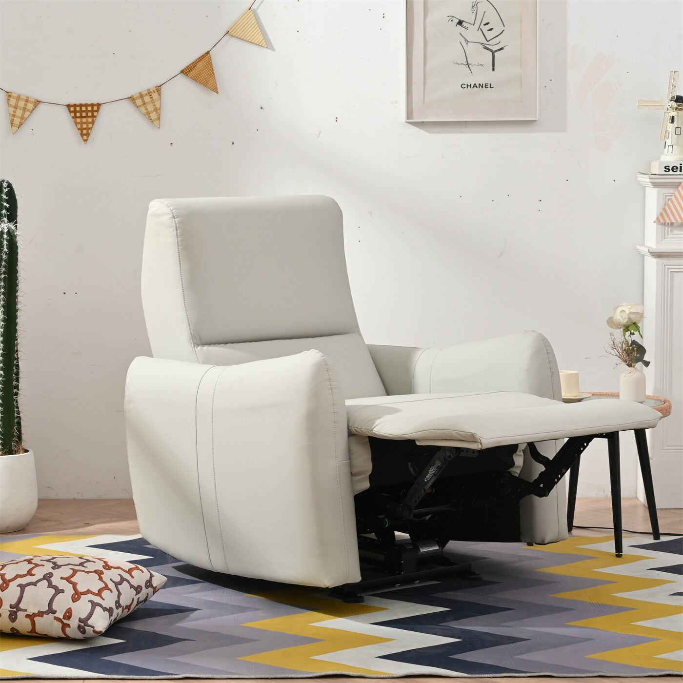 Fauteuil inclinable électrique en cuir PU avec port USB-C et capacité de charge de 150 kg
