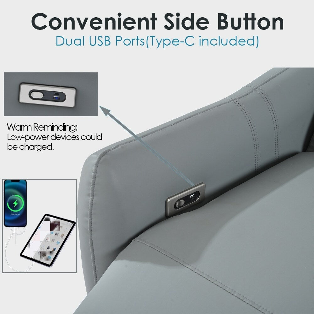 Fauteuil inclinable électrique en cuir PU avec port USB-C et capacité de charge de 150 kg